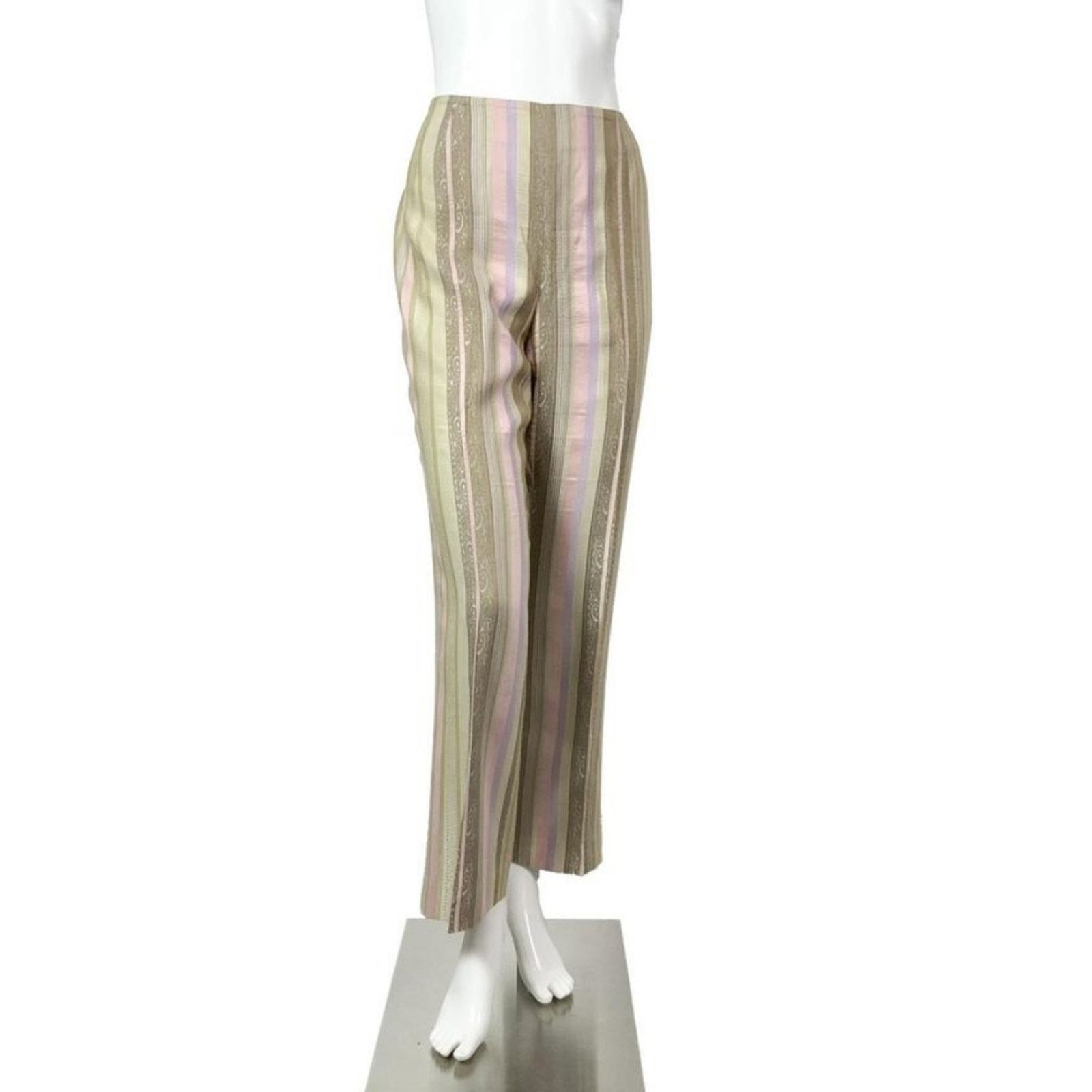 Dana Lee Dana Buchman Striped Pants MultiPastel Straight Leg Side Zip Size 34" / US 12 / IT 48 - 2 Thumbnail