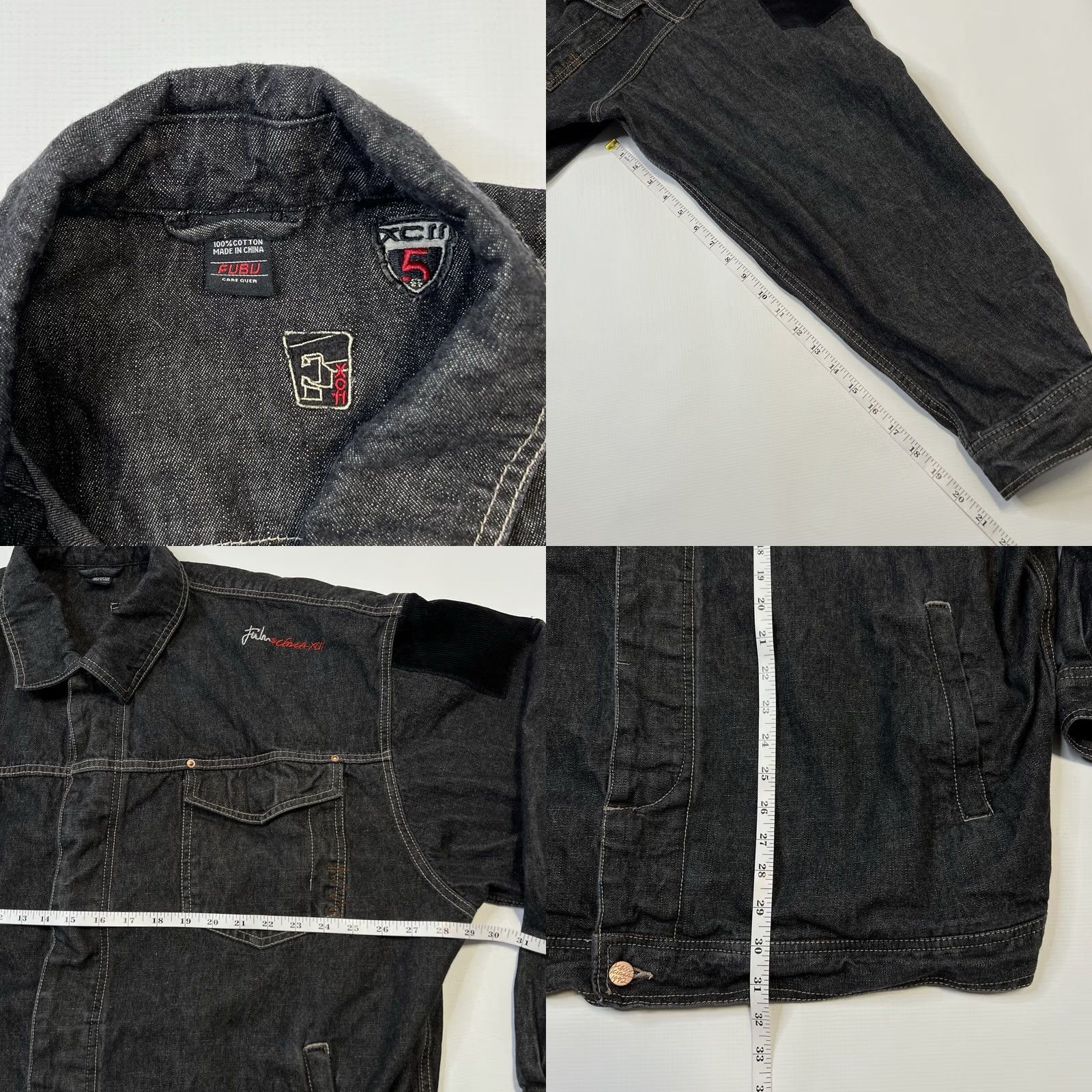 Fubu VINTAGE FUBU Jeans Denim Jacket Mens 2XL Black Hip Hop Oversized Retro Jacket Size US 39 - 8 Thumbnail