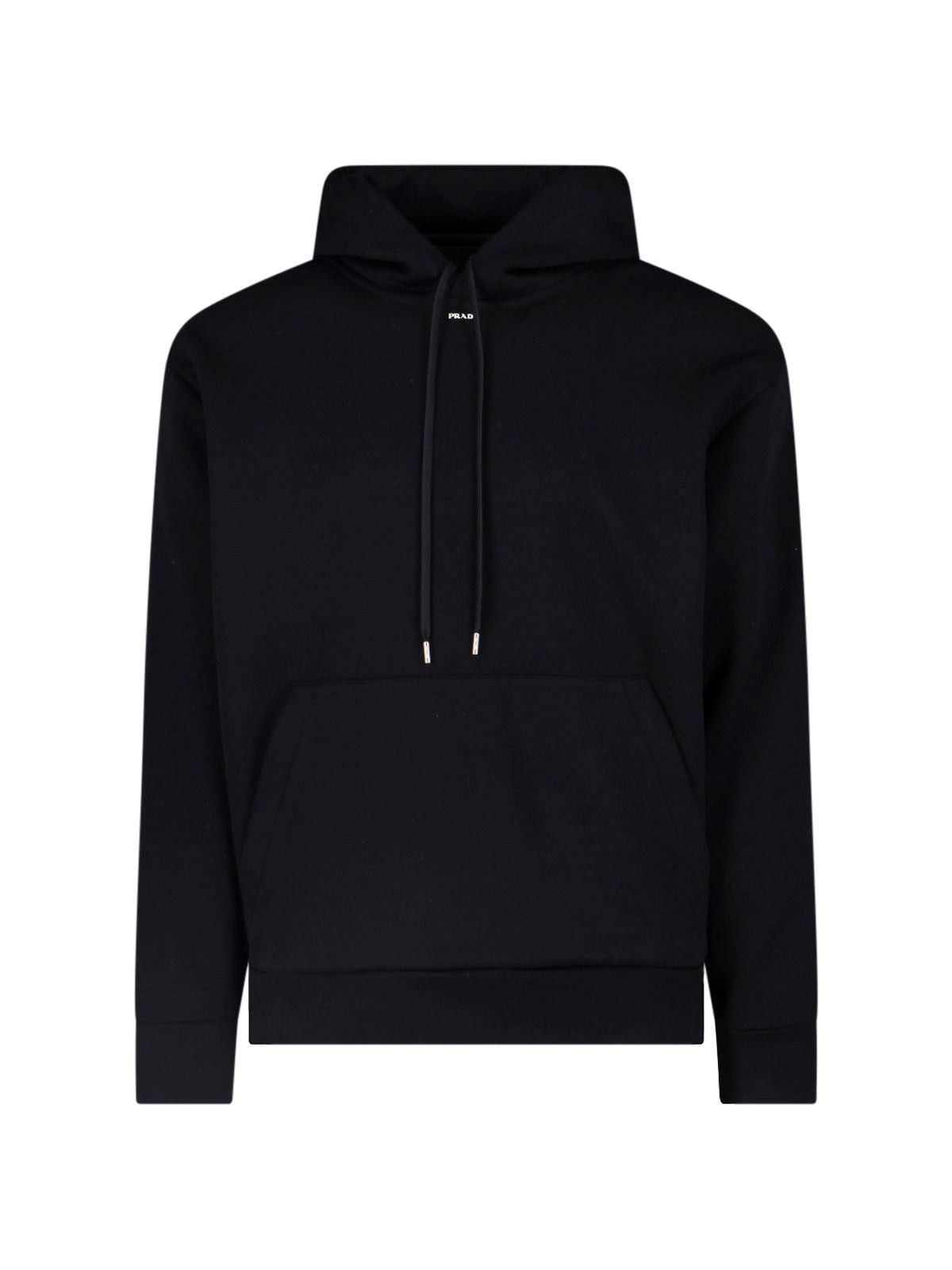 image of Prada Logo Cotton Hoodie Size S in Black, Men's