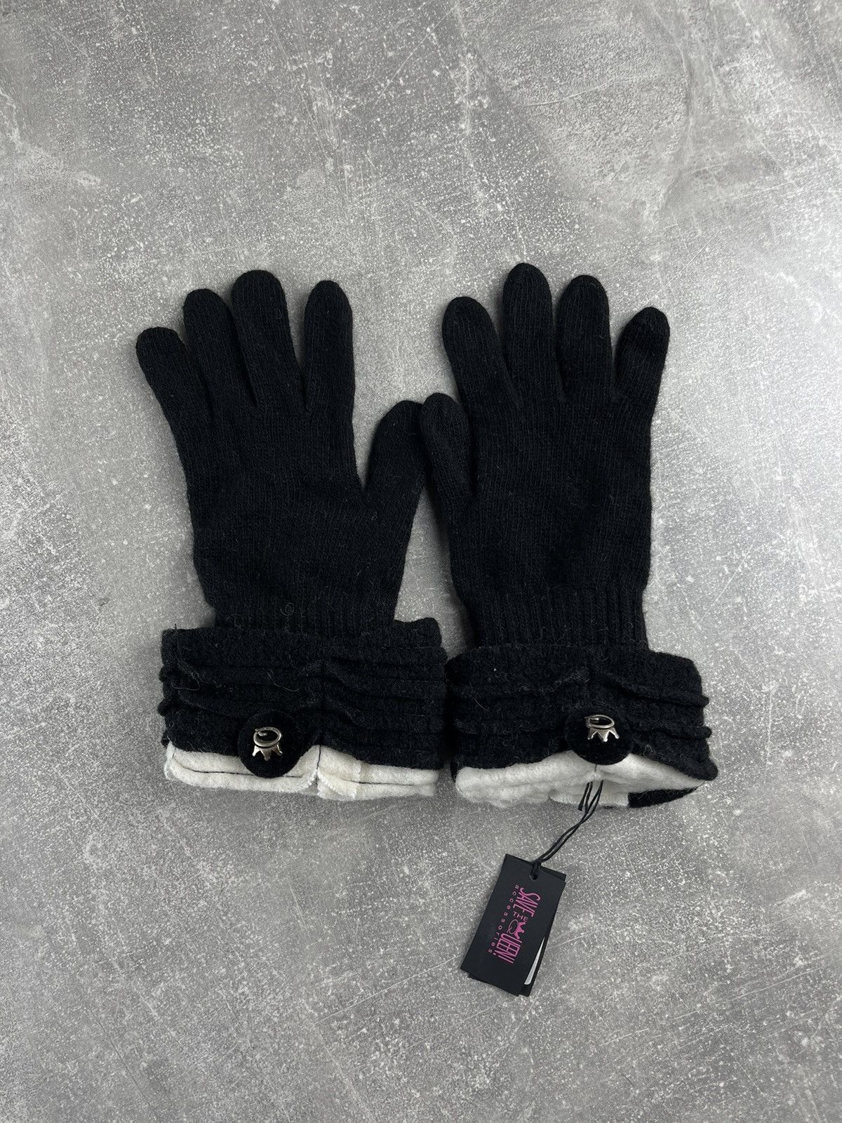 Other Save the Queen Luxury Italian Wool Blend Knit Gloves Black Size ONE SIZE - 1 Thumbnail