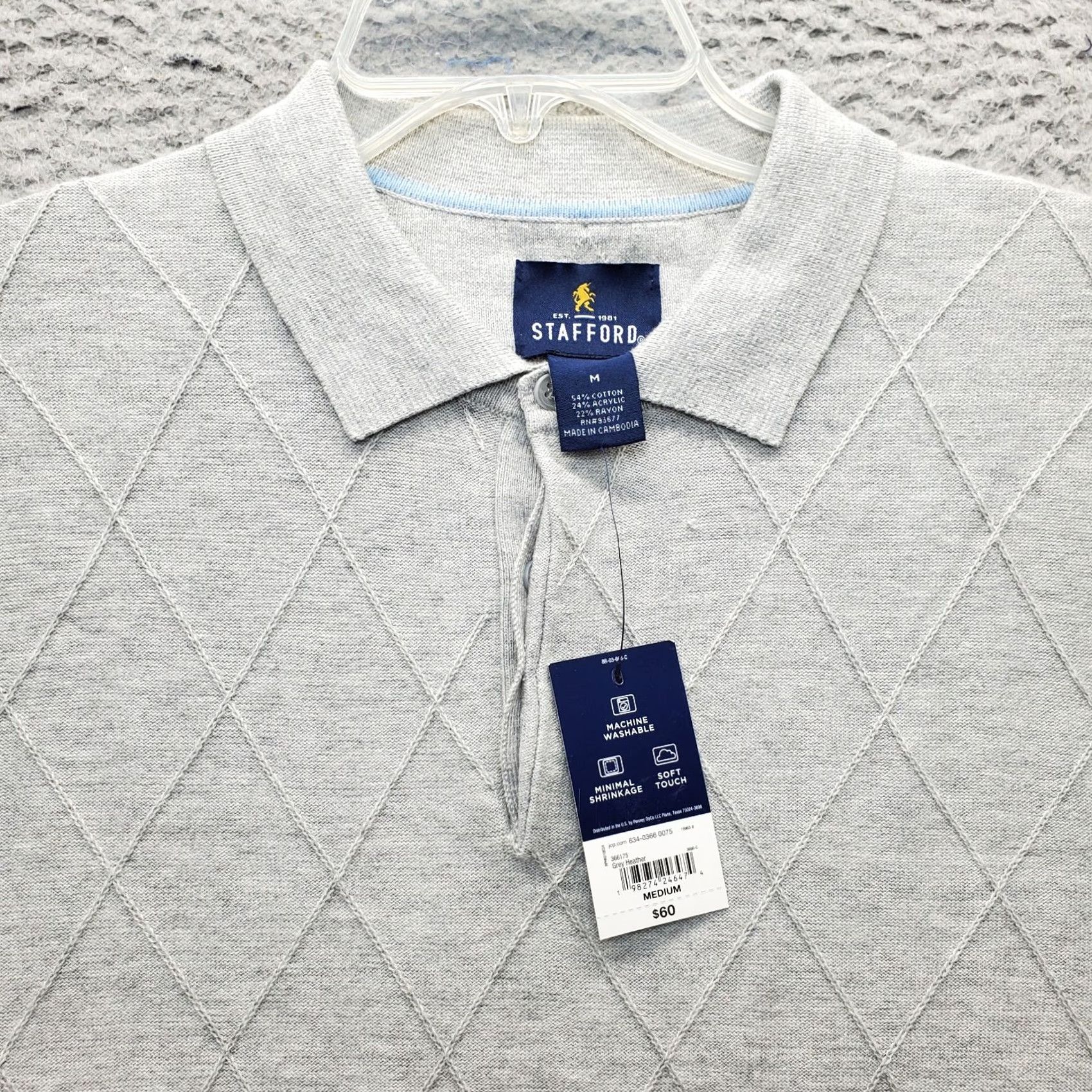 Stafford Stafford Polo Shirt Mens M Gray Heather Short Sleeve Polo Shirt Casual Golf Shirt Mens Size M Gray Stafford Size US M / EU 48-50 / 2 - 5 Thumbnail