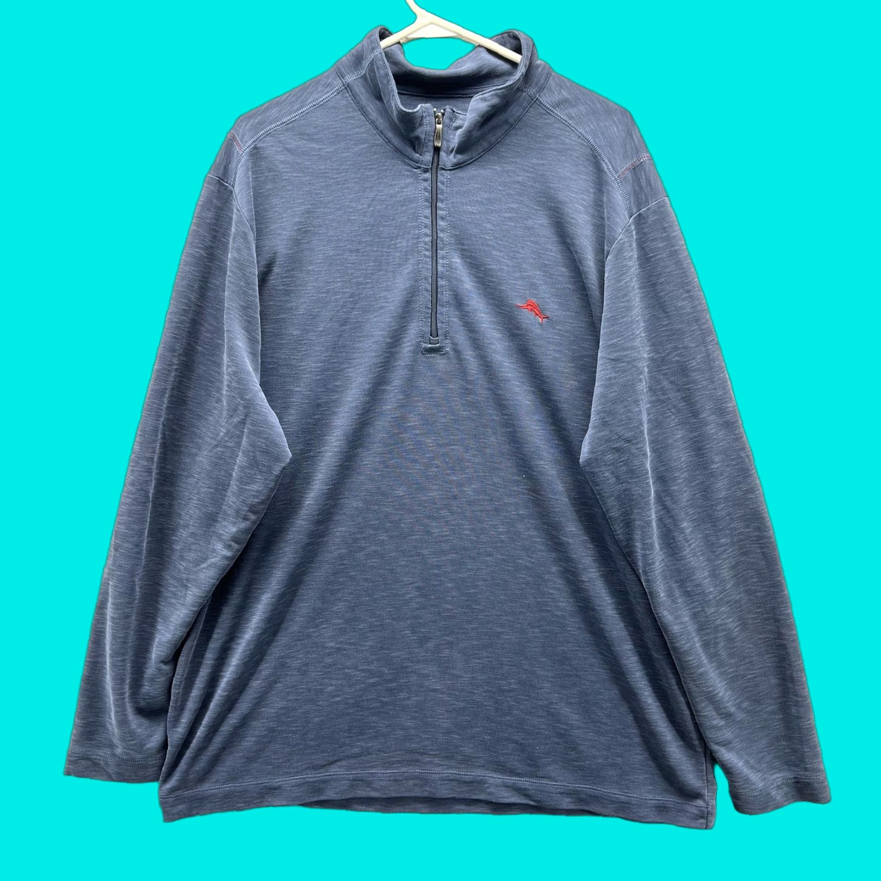 Tommy Bahama Tommy Bahama Sweatshirt Mens 2XL Blue 1/4 Zip Mock Neck Jersey Pullover Logo Size US XXL / EU 58 / 5 - 1 Thumbnail