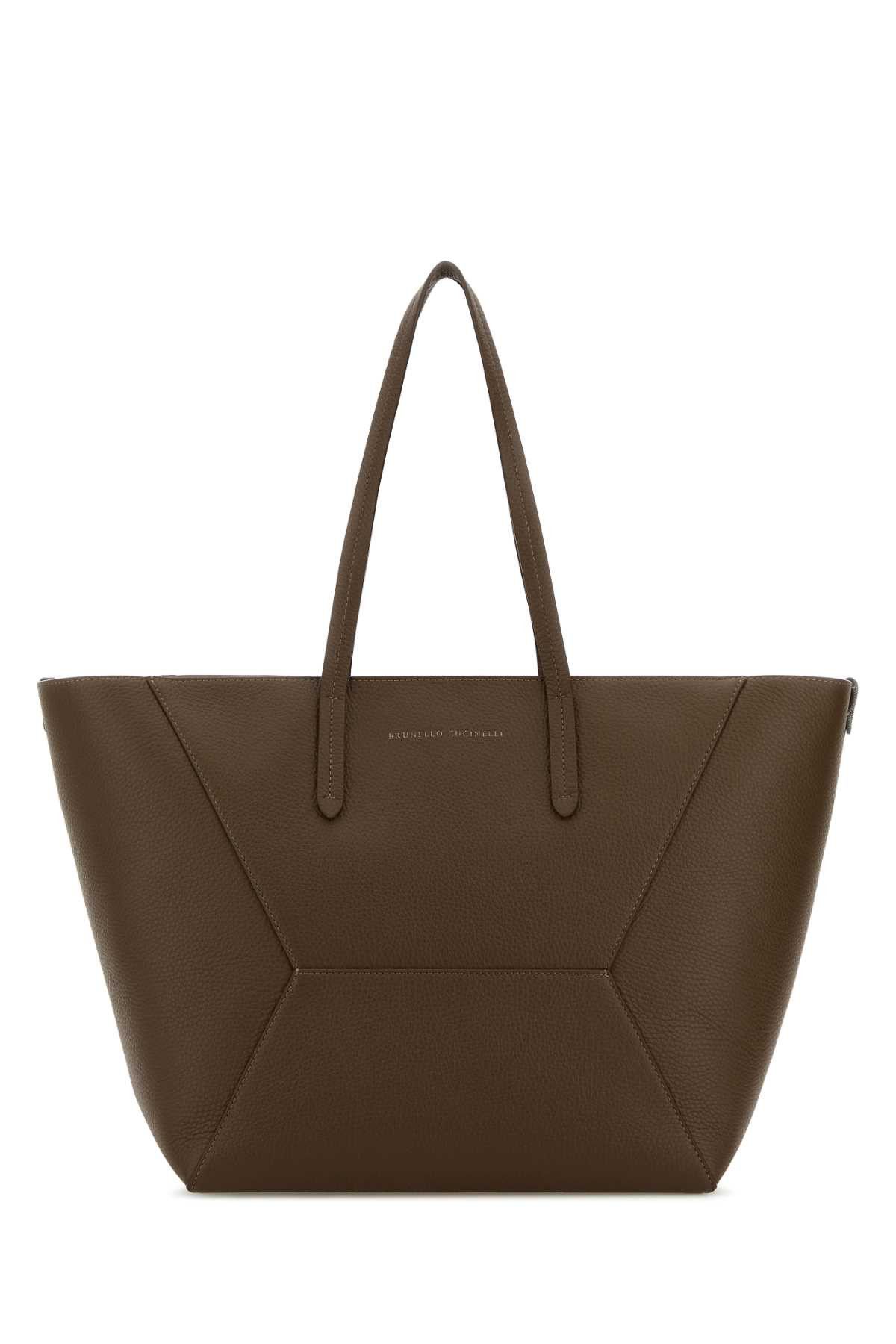 Brunello Cucinelli Mud Leather Shopping Bag Size ONE SIZE - 1 Thumbnail