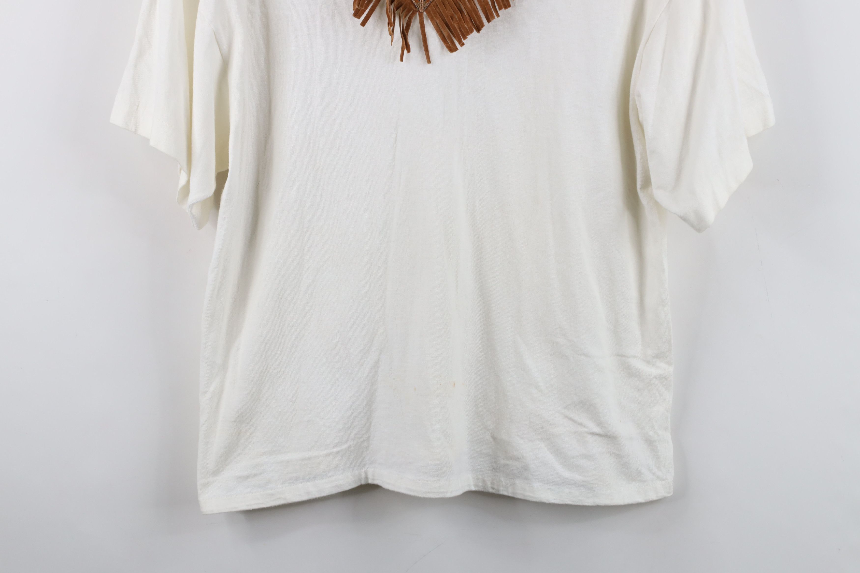 Vintage Vintage 90s Streetwear Western Fringed T-Shirt White USA Size ONE SIZE - 3 Thumbnail