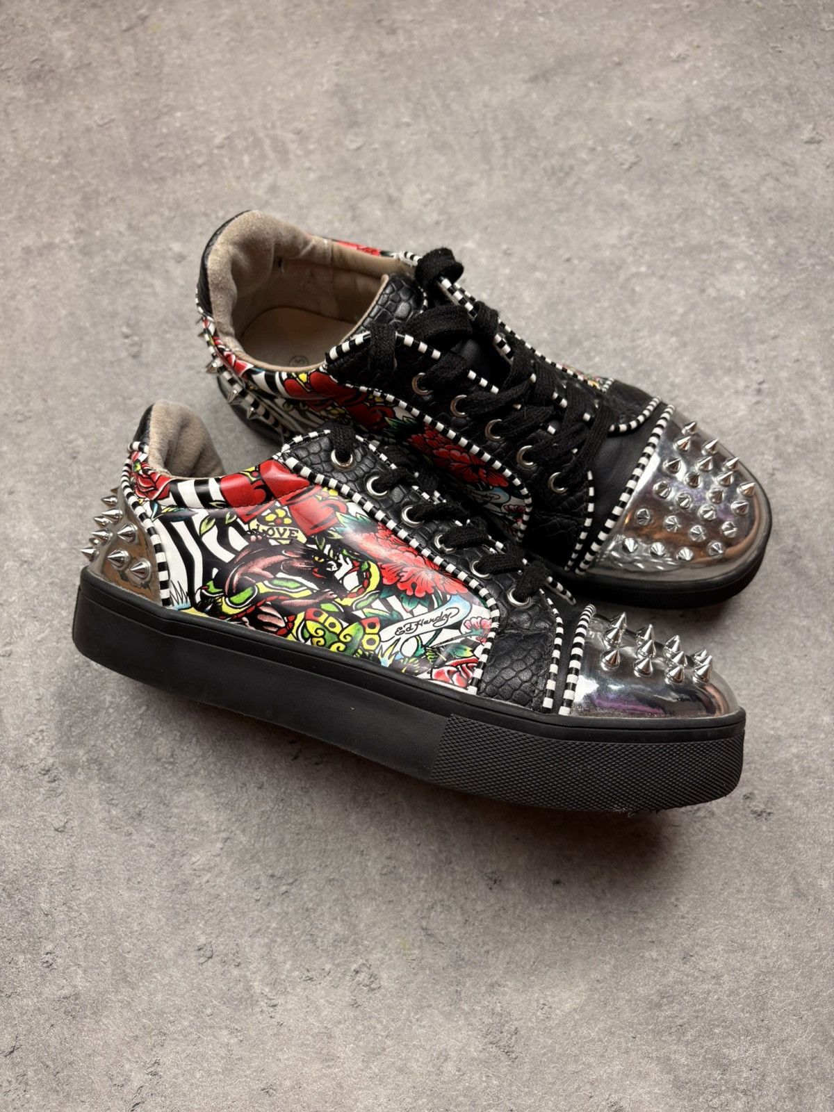 Ed Hardy Ed Hardy Studded Low-Top Sneakers shoes y2k avantgarde rare Size US 7.5 / IT 37.5 - 2 Thumbnail