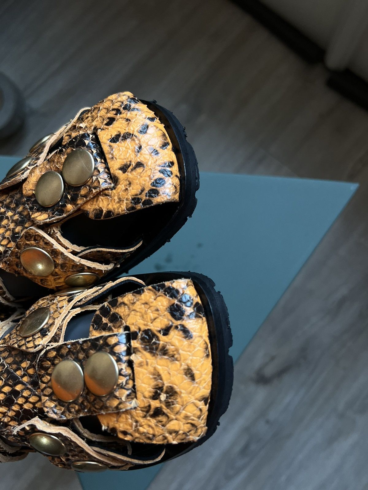 Acne Studios Acne studios Oline Snap-detailed snake-effect leather sandal Size US 6 / IT 36 - 3 Thumbnail