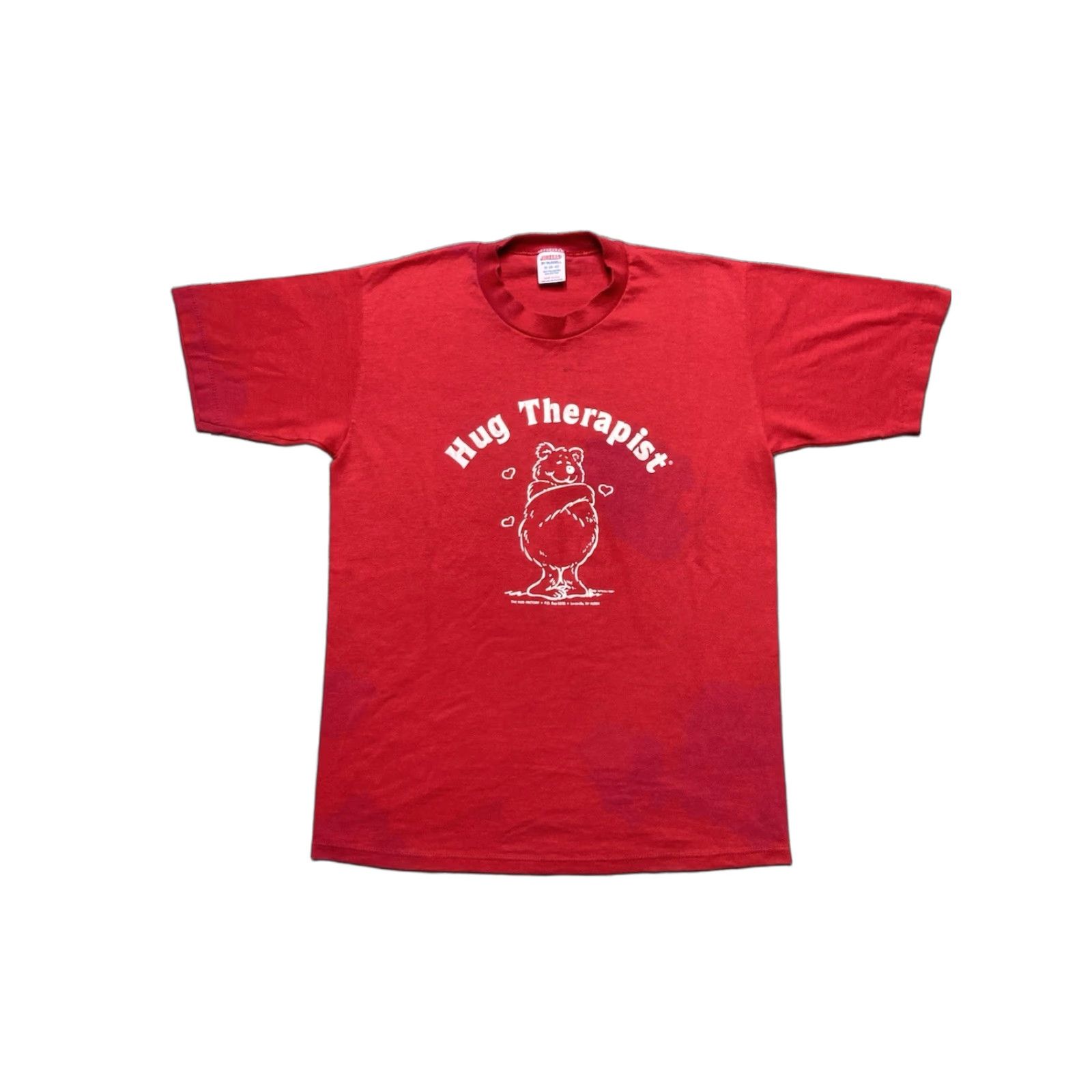 Jerzees VINTAGE 80s Jerzees T-Shirt Hug Therapist Bear Animals Red M Medium Men Shirt Size US M / EU 48-50 / 2 - 1 Thumbnail