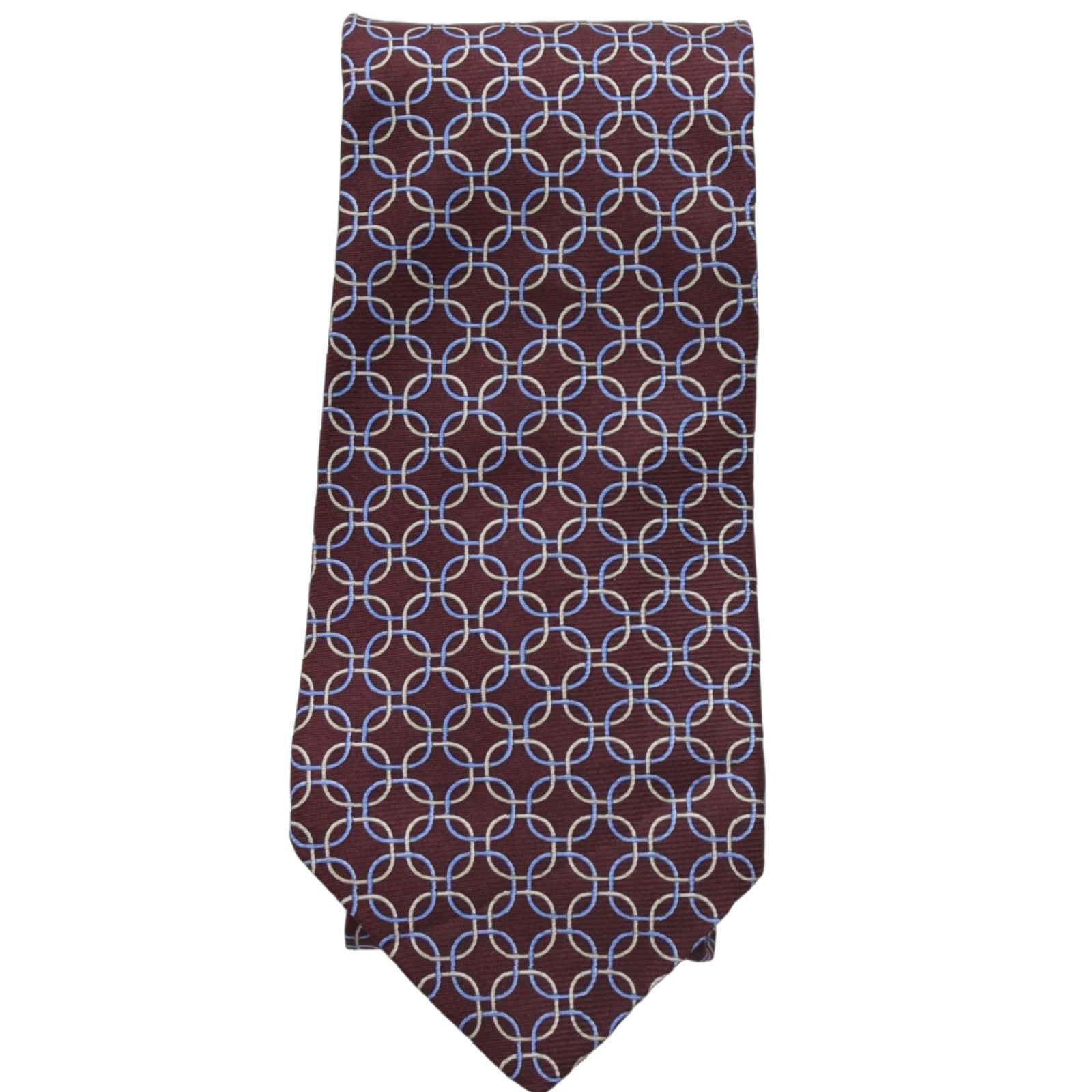 Tommy Hilfiger VTG Tommy Hilfiger Silk Necktie Burgandy Blue Geometric Men's Tie Stylish USA Size ONE SIZE - 1 Thumbnail
