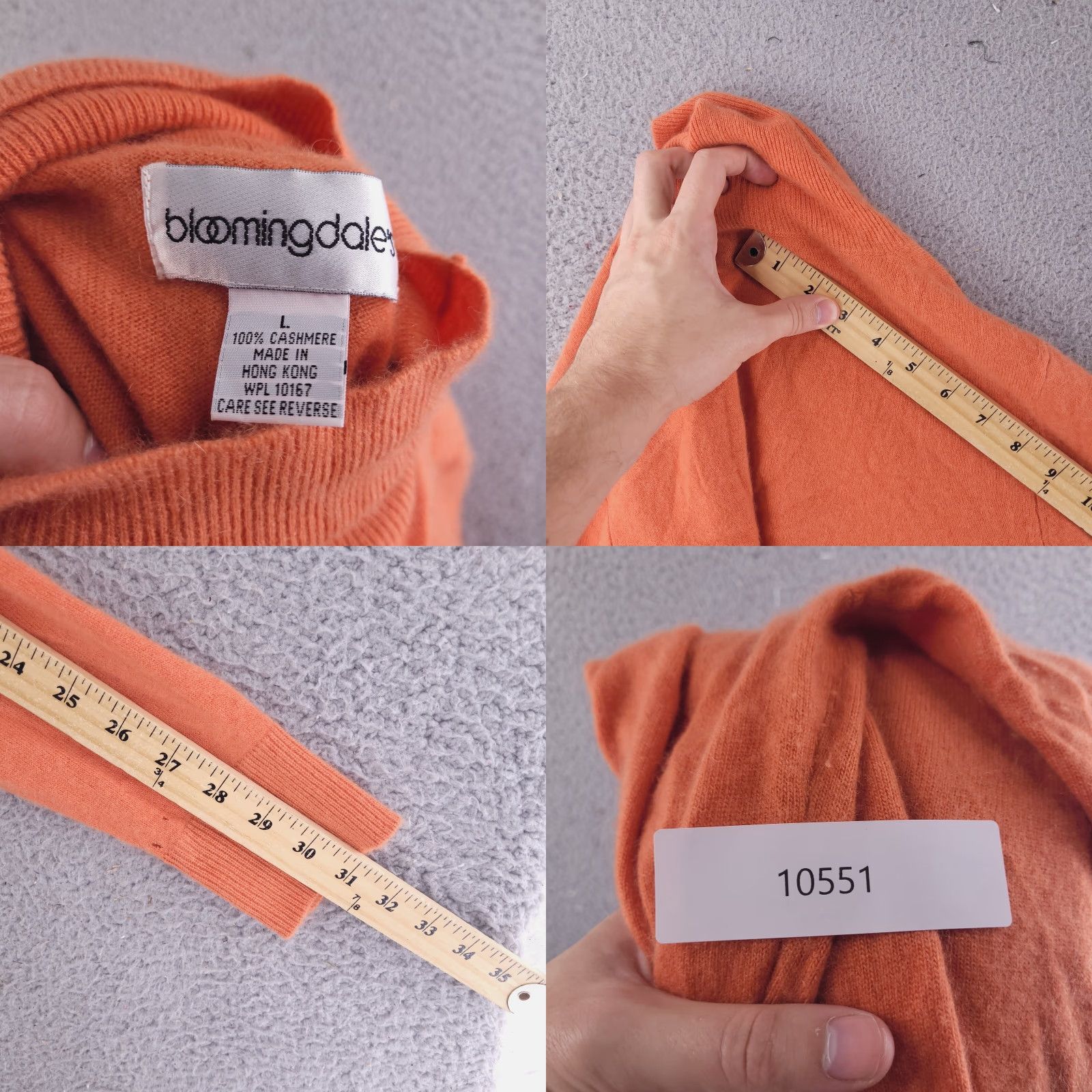 Bloomingdale's VINTAGE Bloomingdale's Sweater Womens Small Orange Cashmere Turtleneck Pullover Size S / US 4 / IT 40 - 8 Thumbnail