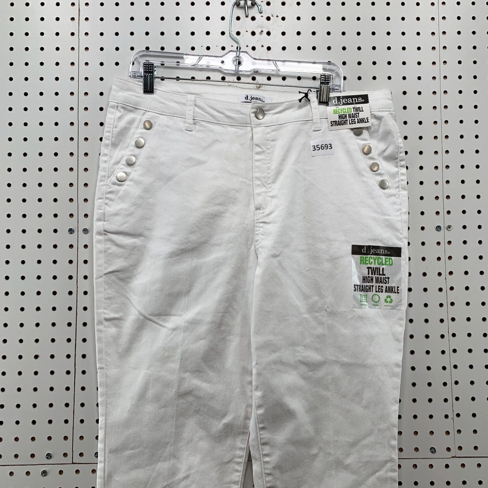 Vintage D.Jeans White Twill Pants Womens 14 High Waist Straight Ankle NWT Studded Pants Womens 14 White Twill Straight Ankle NWT Studded Size 36" / US 14 / IT 50 - 2 Thumbnail