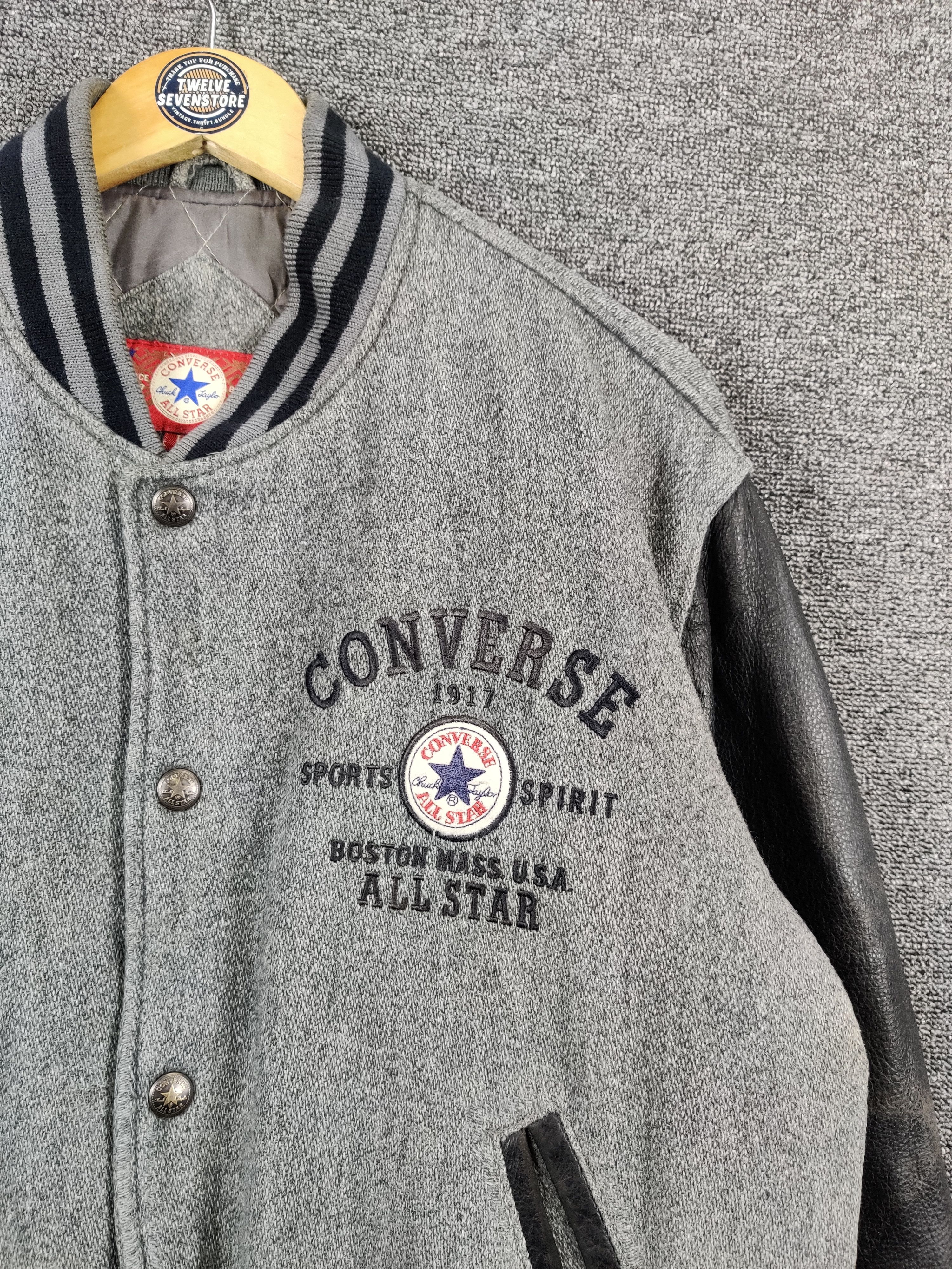 Converse Vintage 90s Converse Embroidery Varsity Leather Jacket Size US L / EU 52-54 / 3 - 7 Thumbnail