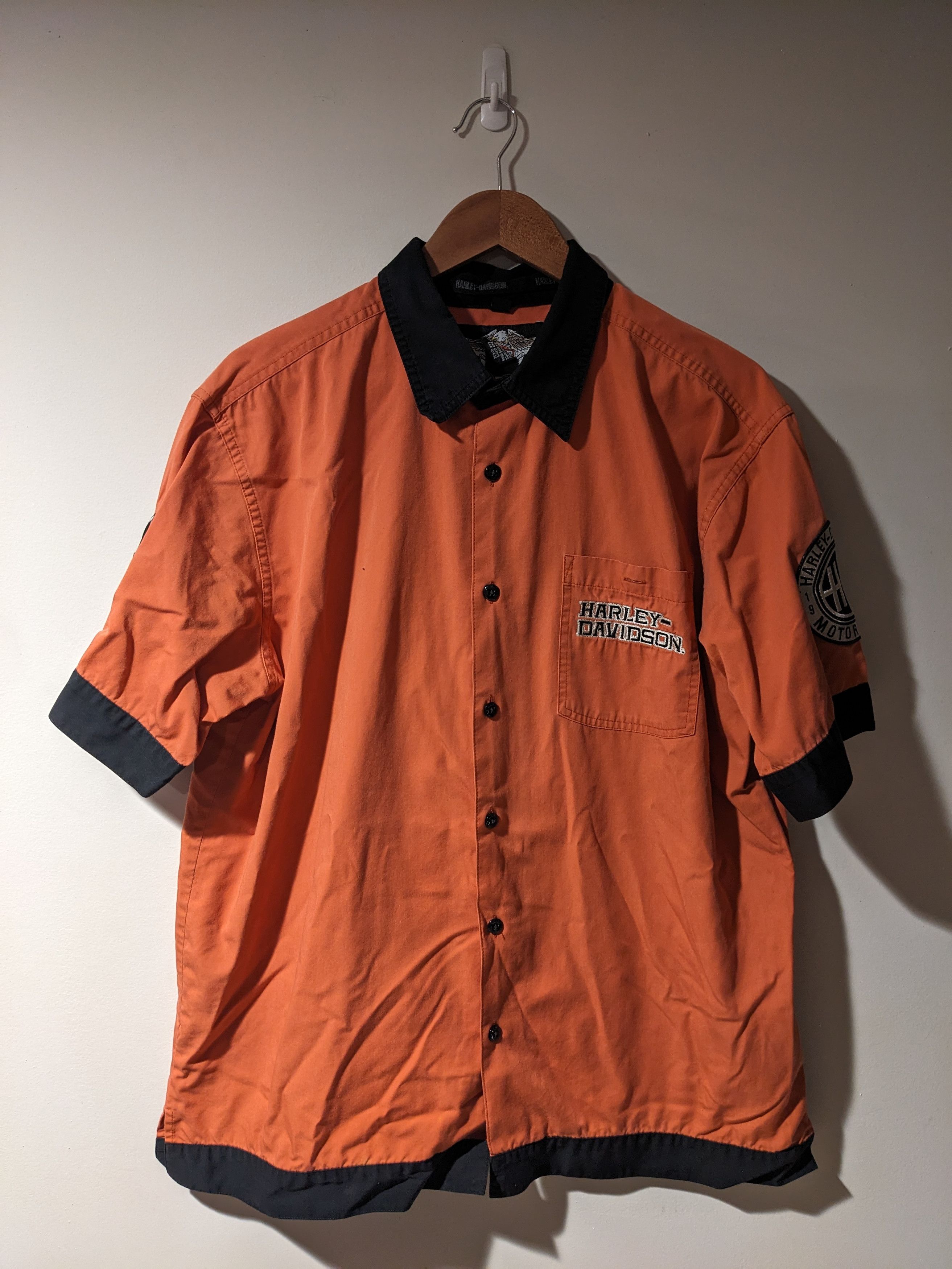 Harley Davidson × Vintage Vintage Y2K Harley Davidson Motorcycle Large Bowling Shirt Size US L / EU 52-54 / 3 - 3 Thumbnail