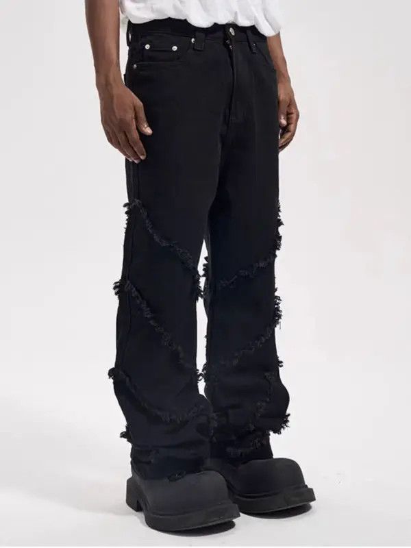 Japanese Brand VIBE High street spiral raw edge dark style bootcut jeans Size US 30 / EU 46 - 6 Thumbnail