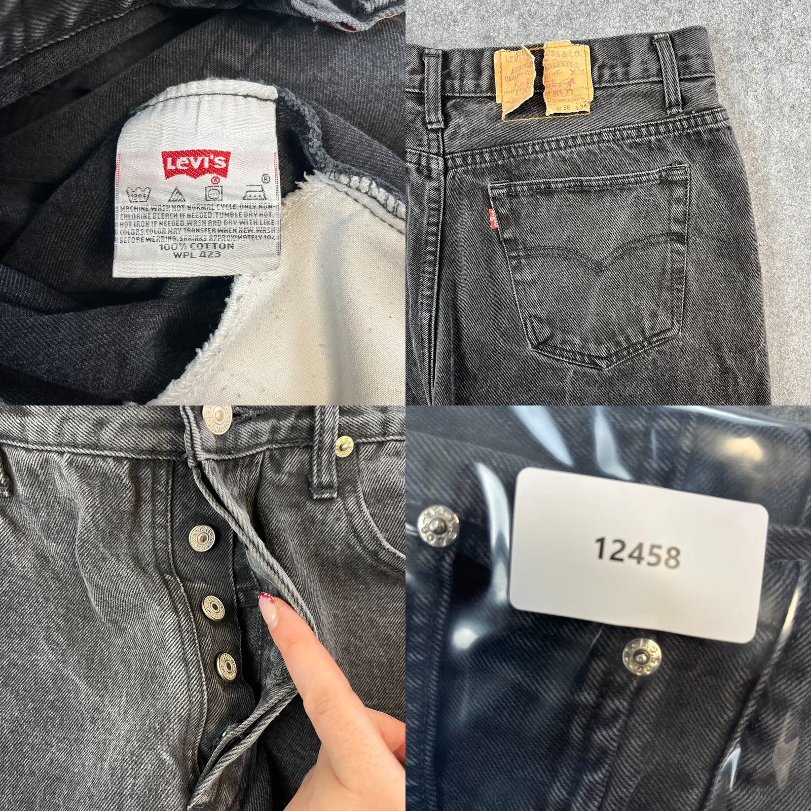 Levi's VINTAGE Levi's Men Jeans Regular Straight 34 32 Dark Grey 90s Button Fly Levi's Jeans Mens Size 34 Dark Wash Centric 90s Theme MENS Size US 34 / EU 50 - 8 Thumbnail