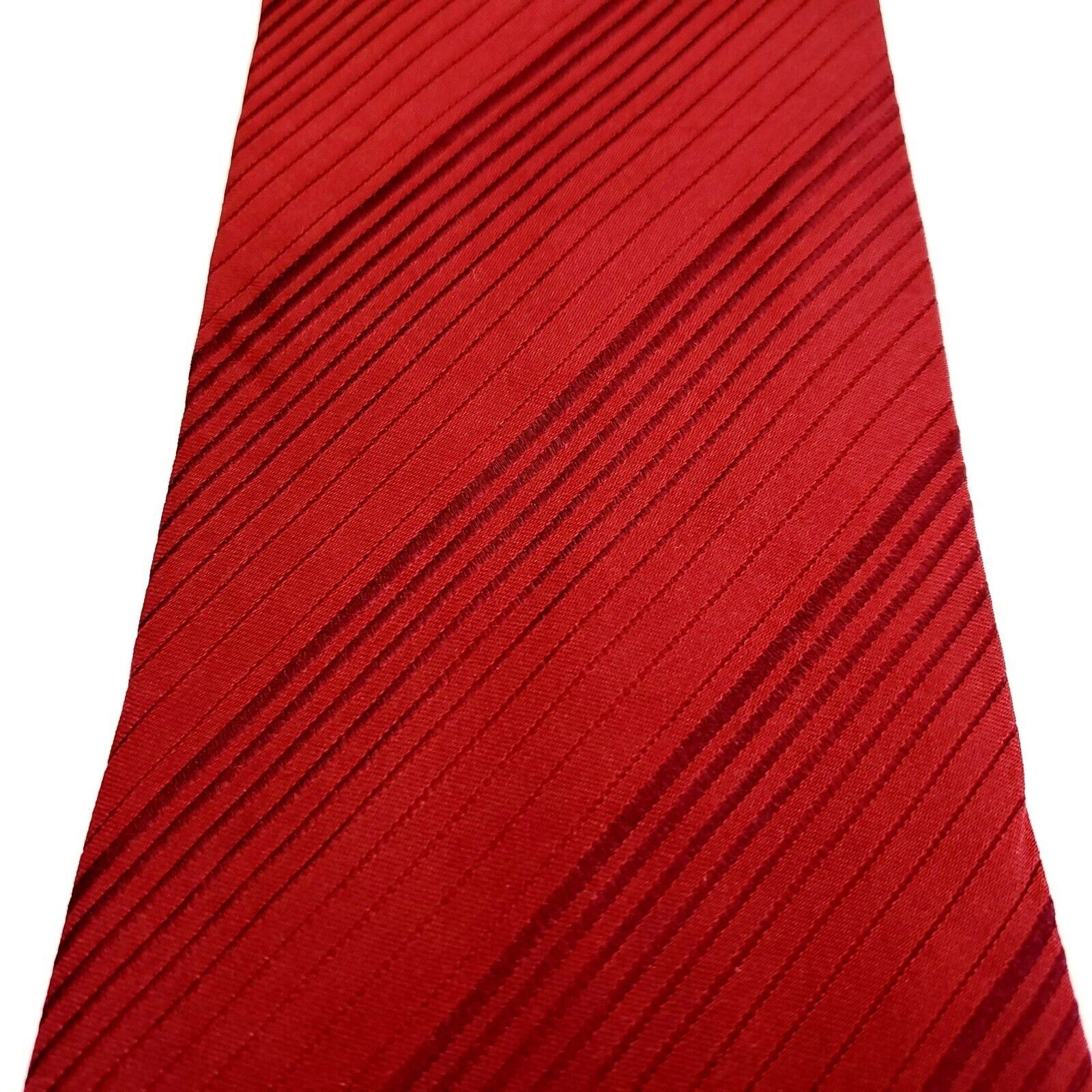 Van Heusen Van Heusen Red Silk Tie Woven Striped Short Size ONE SIZE - 2 Thumbnail