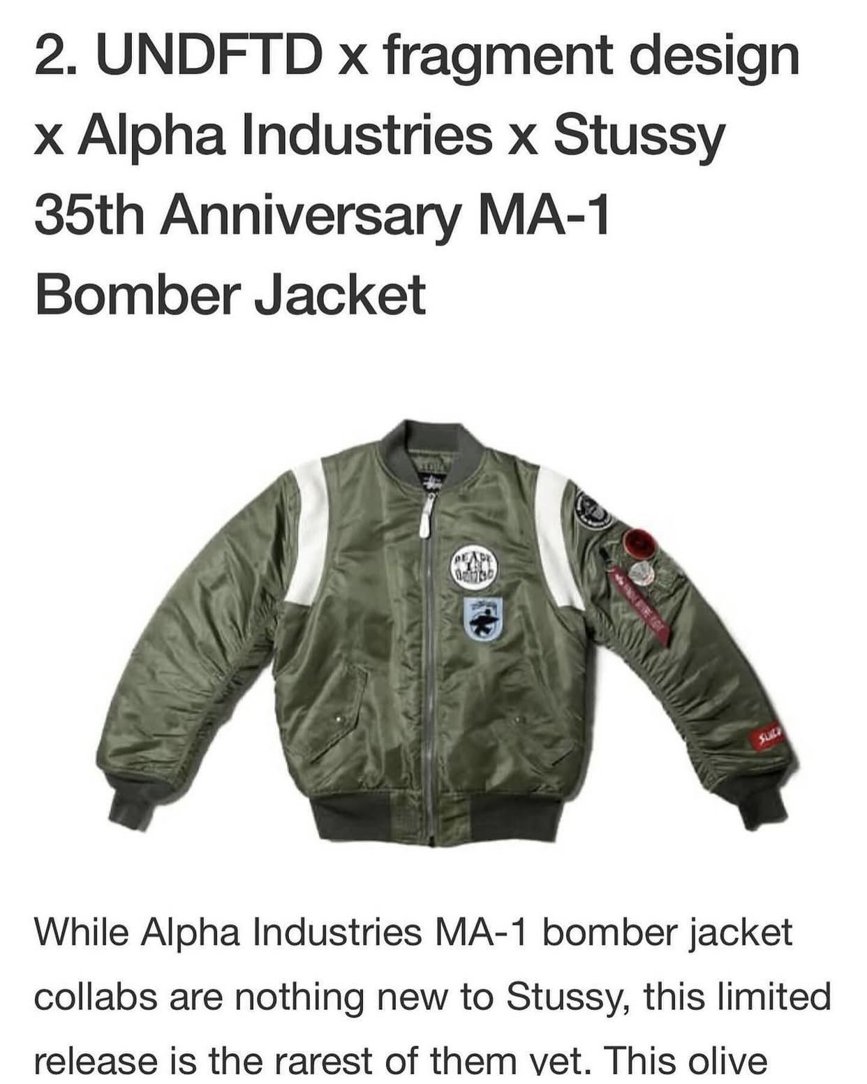 Stussy Stussy x FragmentDesign x Alphaindustries MA-1 Bomber Jacket Size US M / EU 48-50 / 2 - 4 Thumbnail
