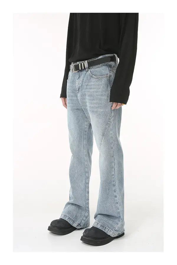Japanese Brand Kirari x Chie Simple washed light blue flared denim trousers Size US 32 / EU 48 - 2 Thumbnail