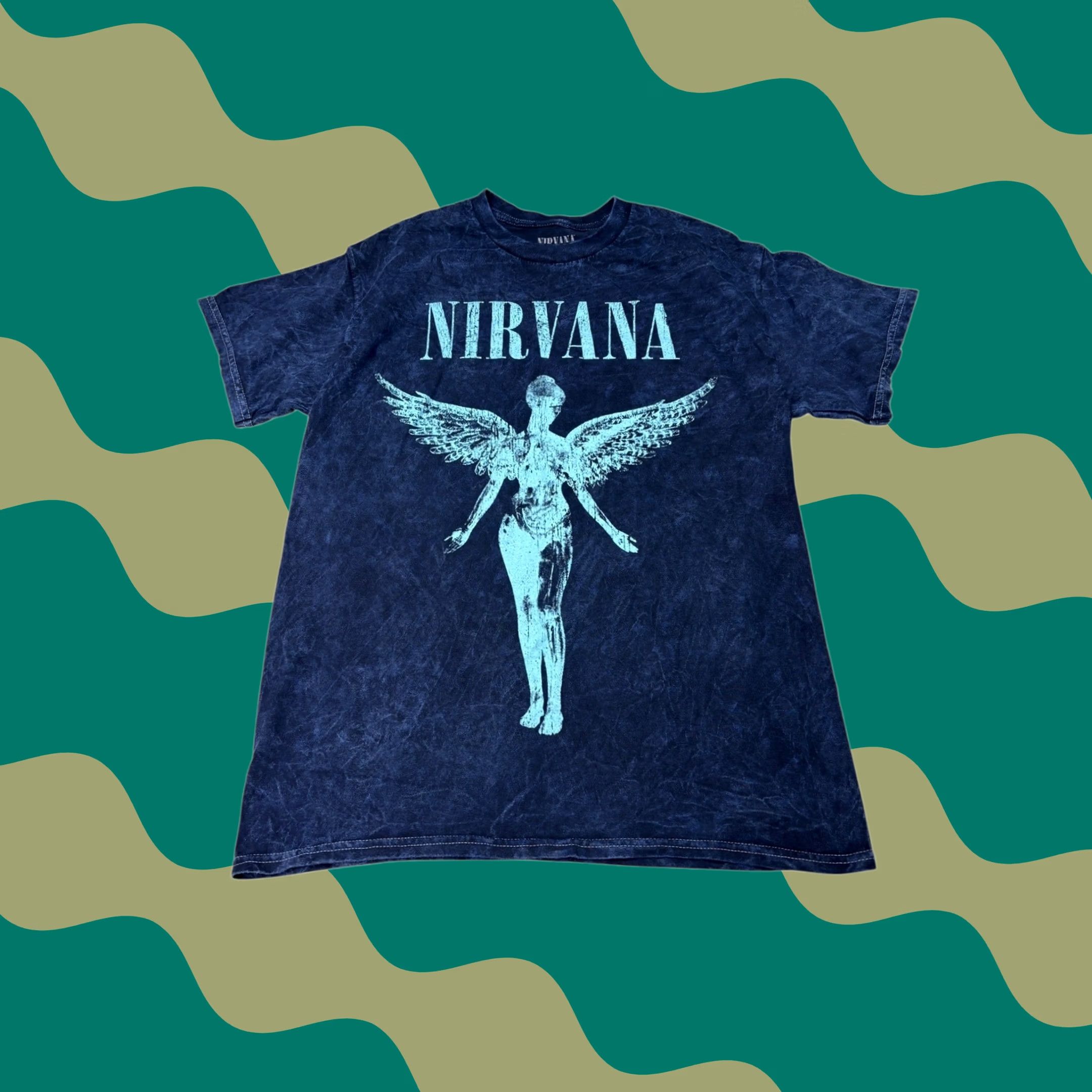 Vintage Nirvana In Utero Angel Tie Dye T Shirt Men's M Blue Graphic Print Logo Preshrunk Crew Neck Short Sleeve Vintage Wash 2020s Concert Merchandise Size US M / EU 48-50 / 2 - 1 Thumbnail