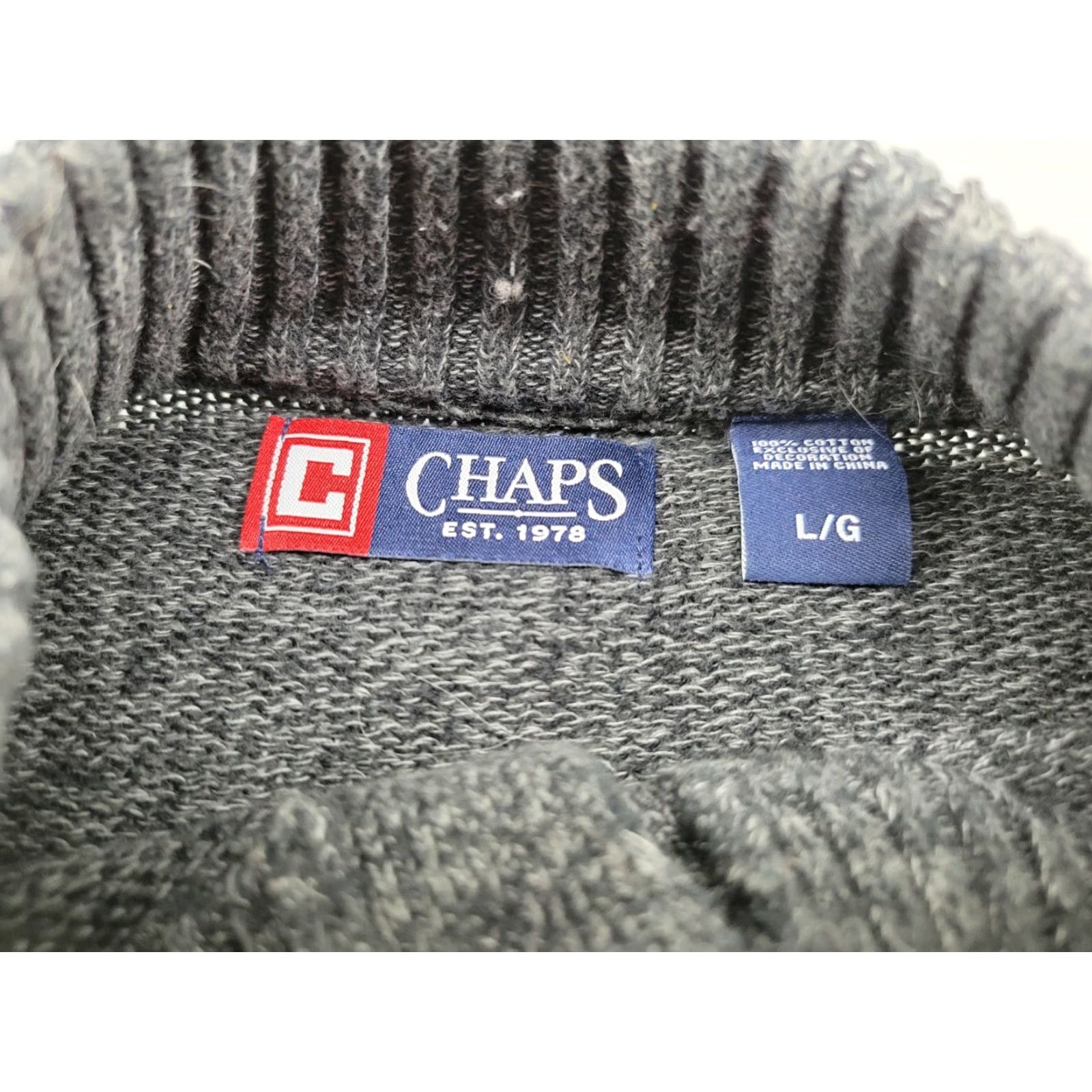 Chaps Chaps Sweater 3 Button Cotton Men's Large Gray Knit Mock Neck Button Accents Vintage No Size US L / EU 52-54 / 3 - 8 Thumbnail
