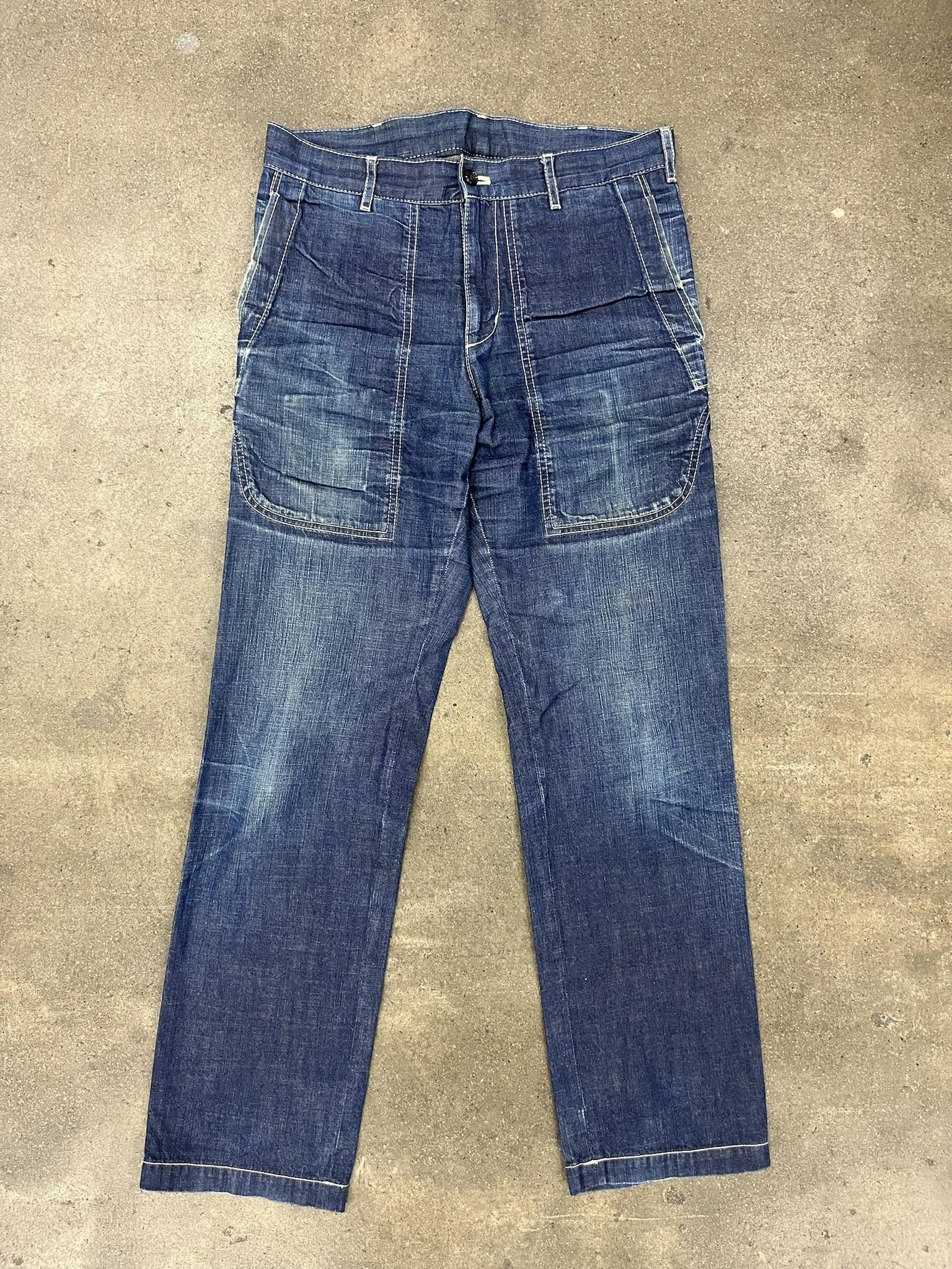 image of Comme Des Garcons 2009 Large Front Pocket Denims in Blue, Men's (Size 29)