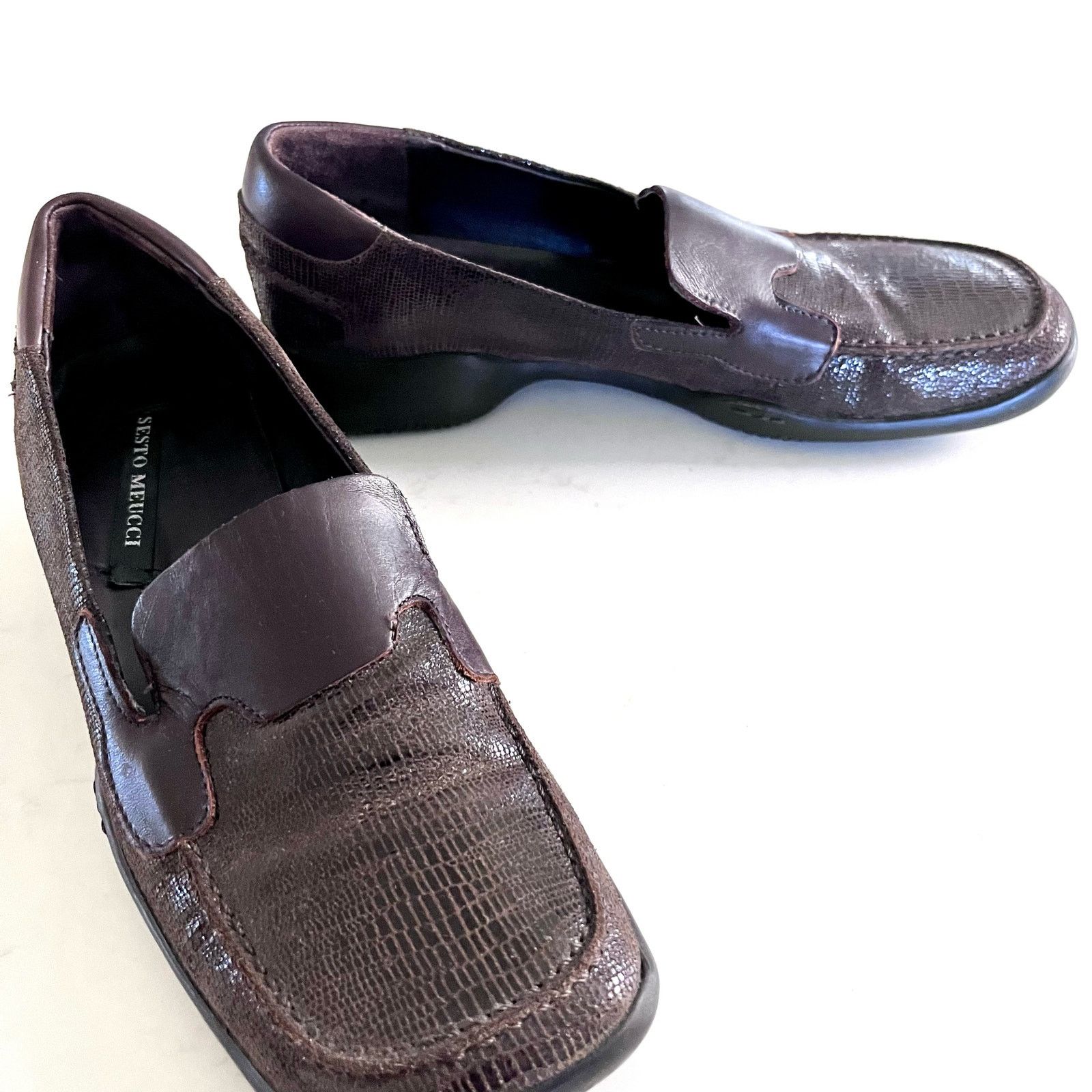 Other Sesto Meucci Women’s Brown Snakeskin Leather Loafers Size US 8.5 / IT 38.5 - 5 Thumbnail