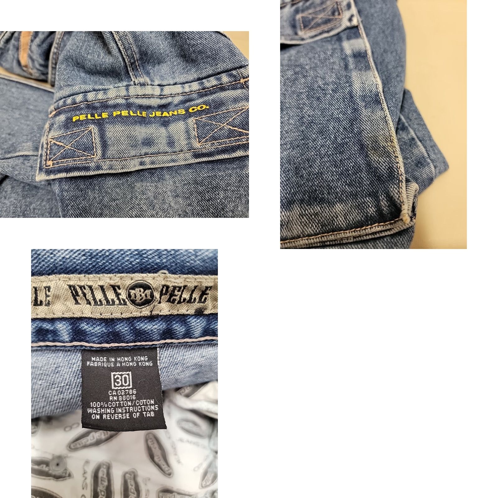 Pelle Pelle VINTAGE Pelle Pelle Jeans Mens 30 Blue Denim Cargo 90s Pocket Distressed 31x31 Regular Relaxed Cotton Denim Jeans Mens Size US 30 / EU 46 - 10 Thumbnail
