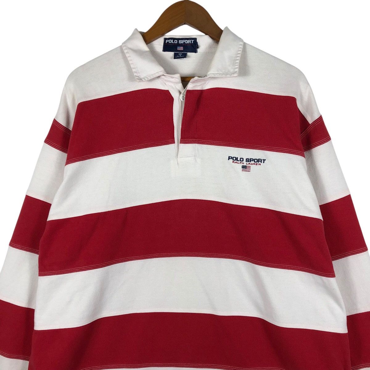 Polo Ralph Lauren × Vintage POLO SPORT Ralph Lauren Stripe Rugby Longsleeve Polo Size US XL / EU 56 / 4 - 5 Thumbnail