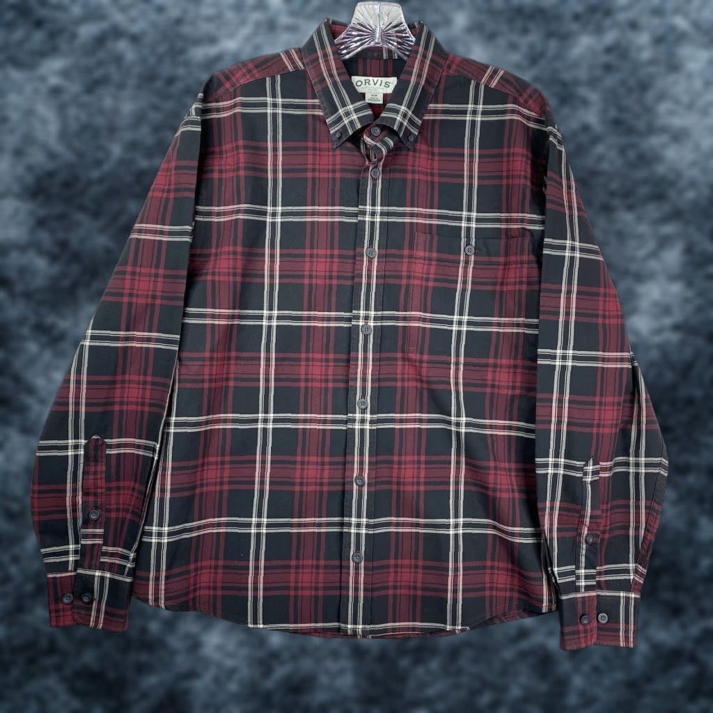 Orvis Orvis Shirt Mens M Red Black Plaid Button Down Long Sleeve Pocket Heavy Cotton Size US M / EU 48-50 / 2 - 1 Thumbnail