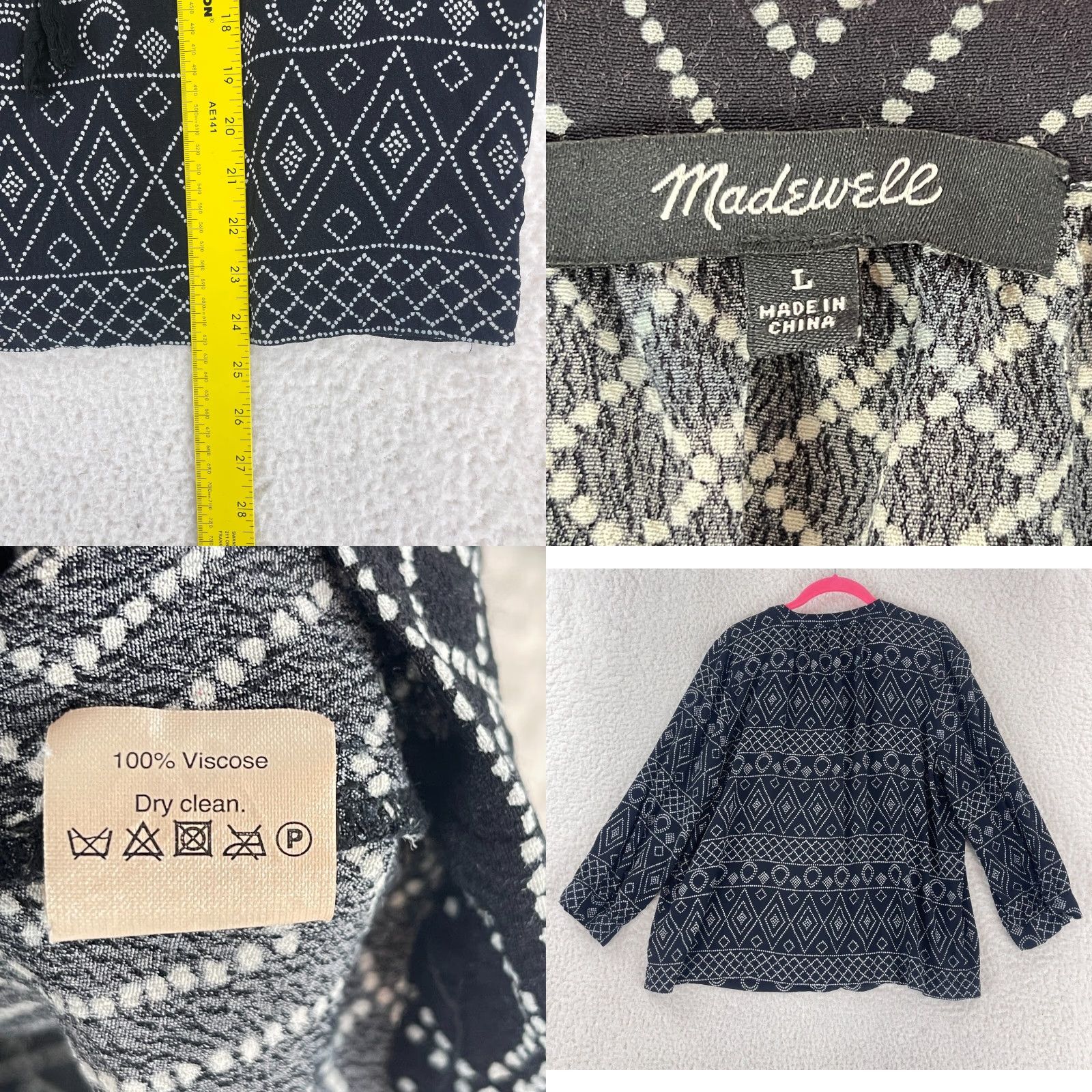 Madewell Madewell Black Lace-Up Peasant Caravan Shirt Womens 3/4 Sleeve Size Large Size L / US 10 / IT 46 - 9 Thumbnail