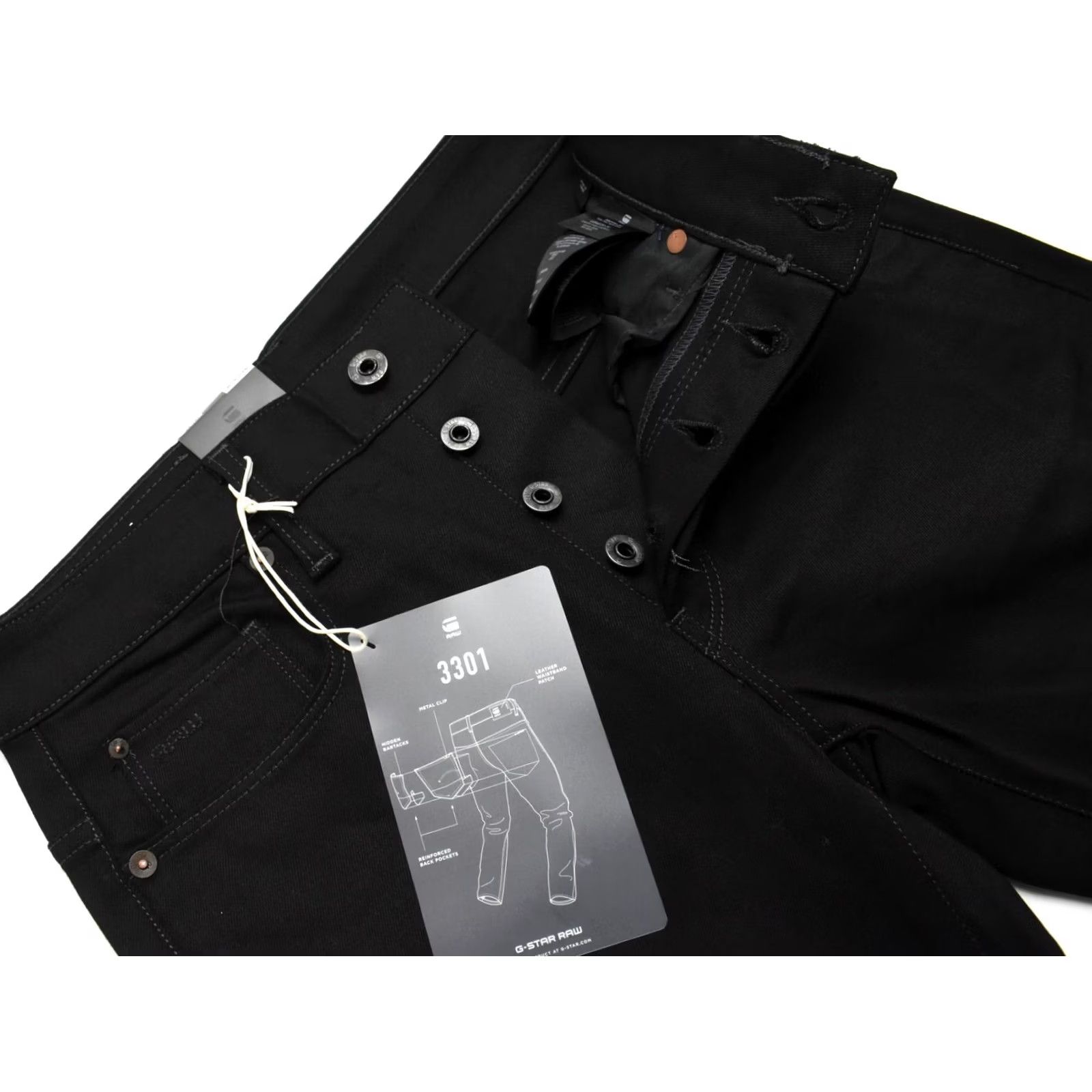G-Star G-STAR 3301 Slim Jeans Men's W28/L34 Button Fly Denim Black Jeans Slim Men W28/L34 Black 3301 Slim Size US 28 / EU 44 - 4 Thumbnail