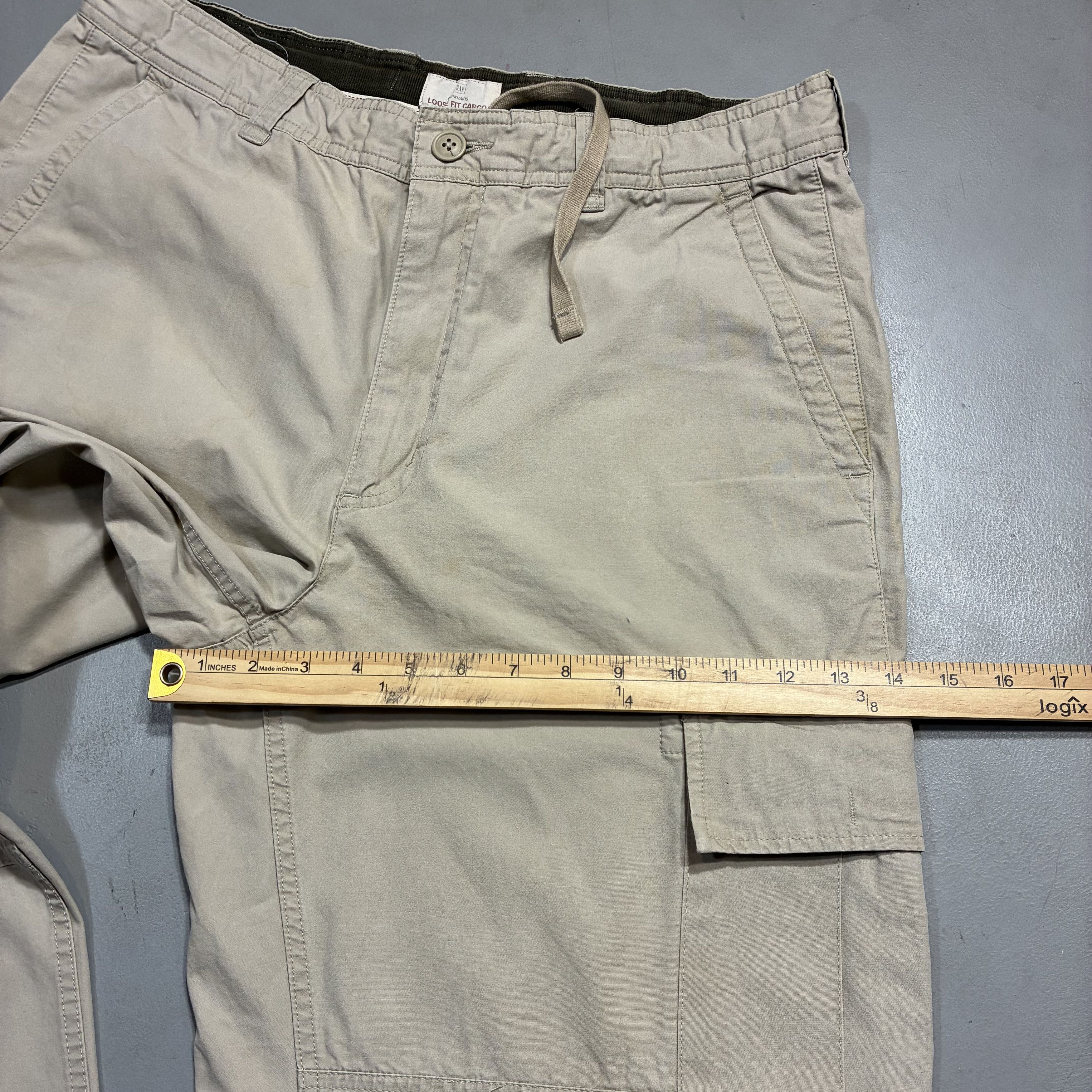 Gap Y2K Gap Loose Fit Baggy Khaki Cargo Pants Drawstring Size US 35 - 11 Thumbnail