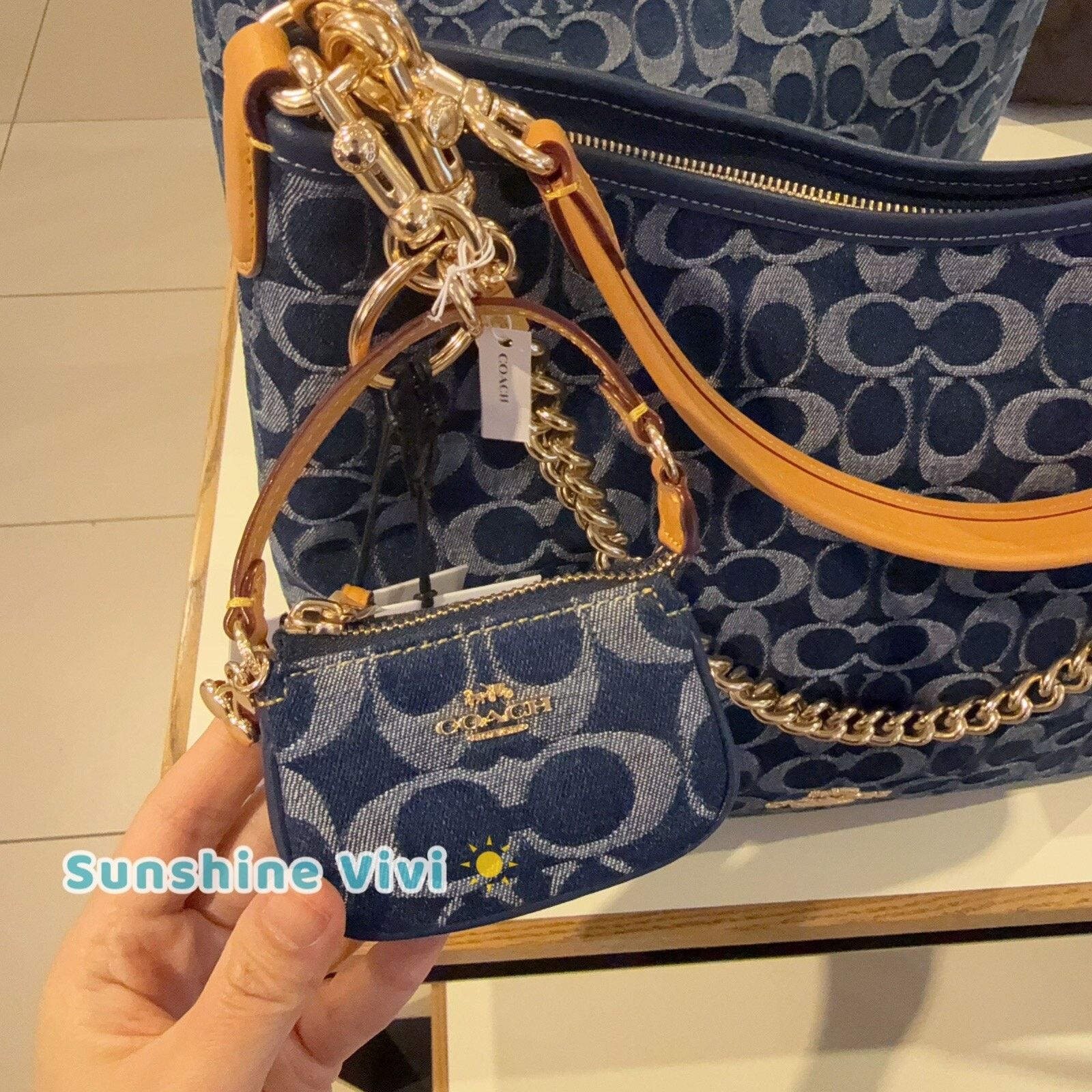 Coach NWT Coach CZ085 Mini Nolita Bag Charm Signature Denim Size ONE SIZE - 1 Thumbnail