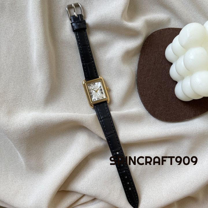 Jewelry Square Retro Vintage Watch with Leather Strap Size ONE SIZE - 2 Thumbnail