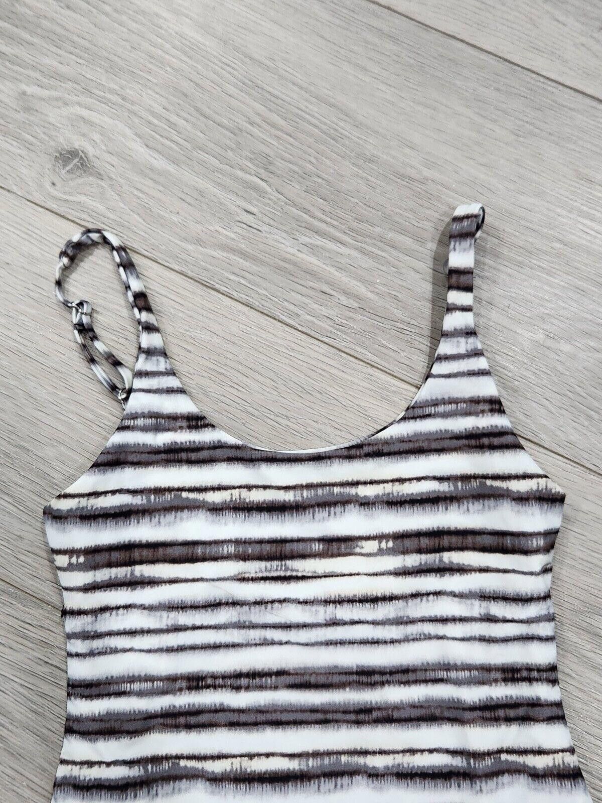 Designer Heat Swimsuit Small One Piece tie dye Stripes White Taupe Size ONE SIZE - 3 Thumbnail