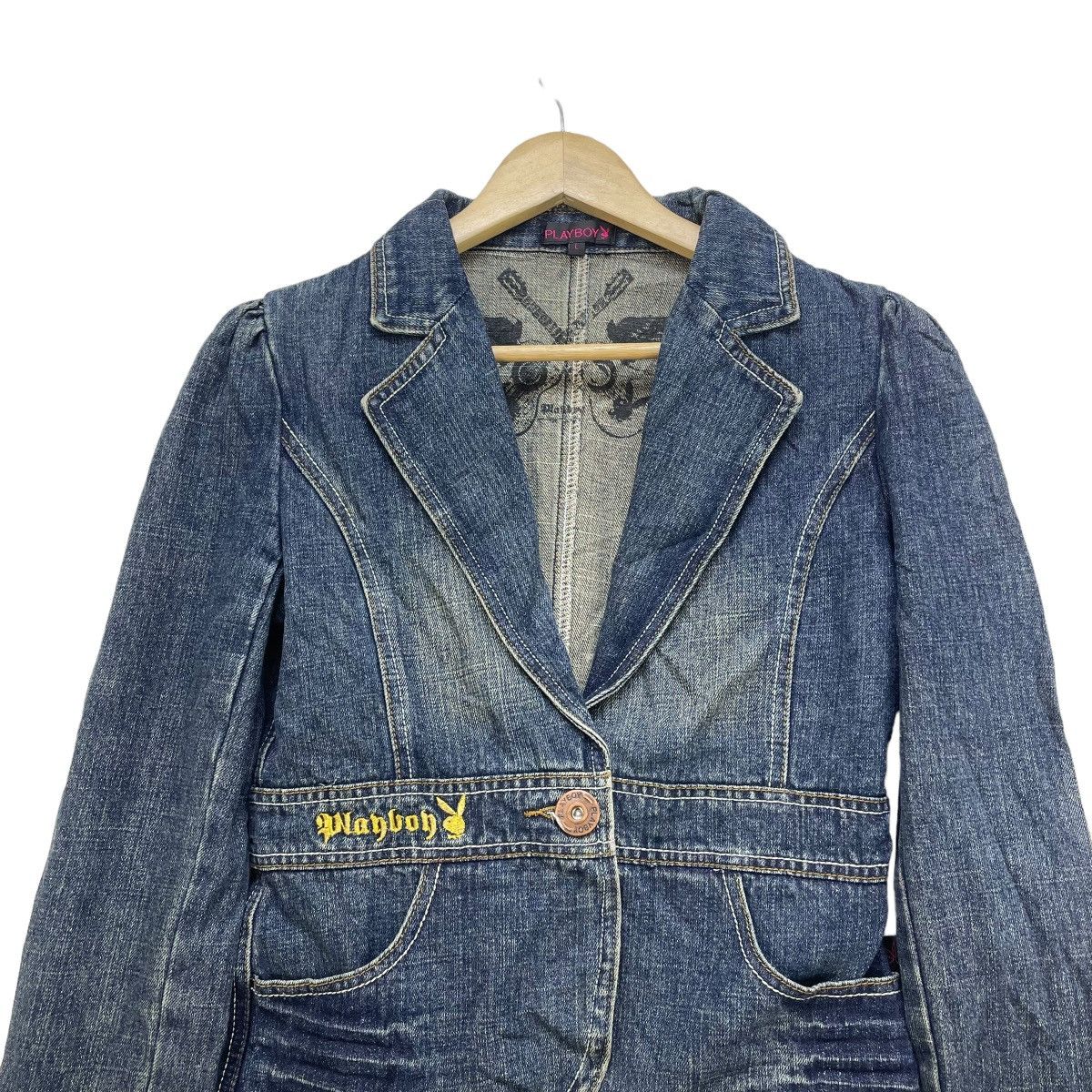 Playboy × Vintage Awesome Play Boy Trucker Denim Jacket Single Button Size M / US 6-8 / IT 42-44 - 3 Thumbnail
