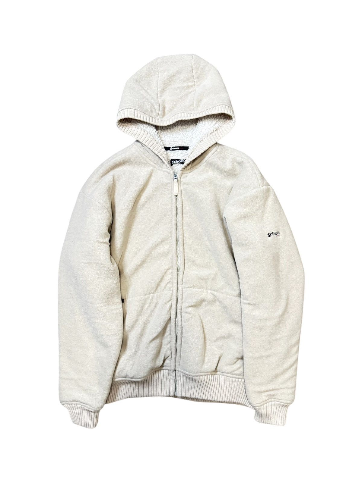 Schott × Vintage Vintage Y2K Schott Sherpa Fleece Zip Hoodie Jacket Size US M / EU 48-50 / 2 - 3 Thumbnail