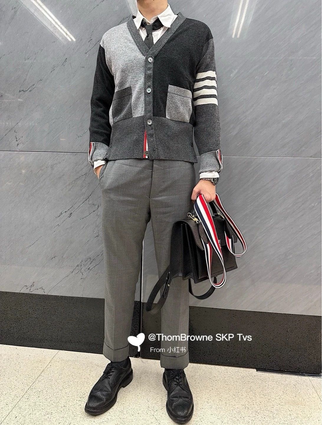 Thom Browne Thom Browne Rare Color-Blocked Gray Cashmere Cardigan Size US XL / EU 56 / 4 - 9 Thumbnail