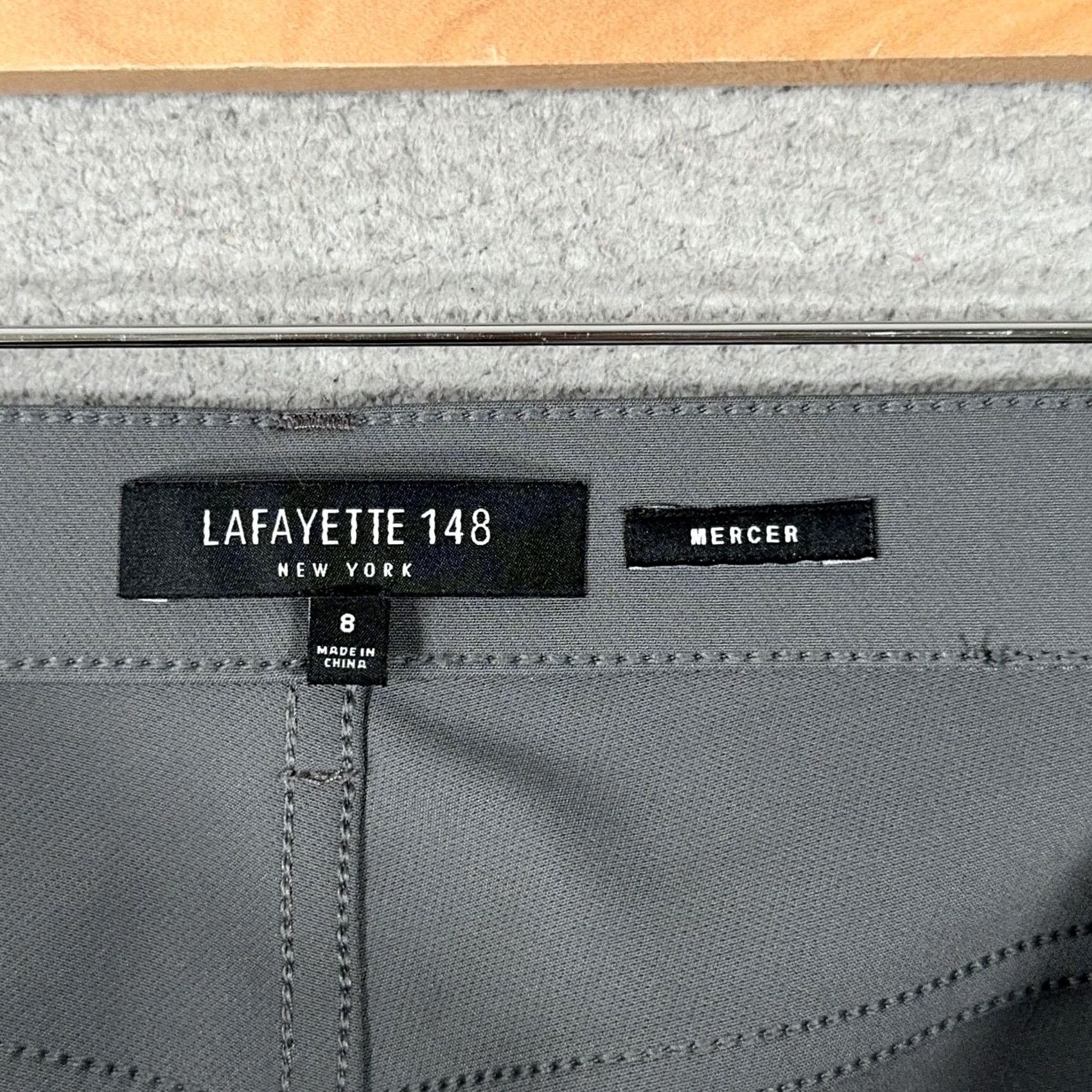 Vintage Lafayette 148 New York Mercer Pants Women 8 Gray Acclaimed Stretch Slim Trousers Size 30" / US 8 / IT 44 - 2 Thumbnail