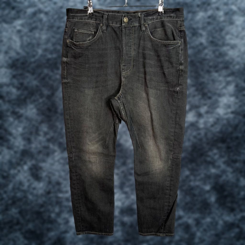 Allsaints VINTAGE AllSaints Spitalfields Mens Black Slim Fit Crop Jeans Adult 29 Regular 31x24 Cotton Denim Denim Tapered 90s Mens Size US 29 - 1 Thumbnail