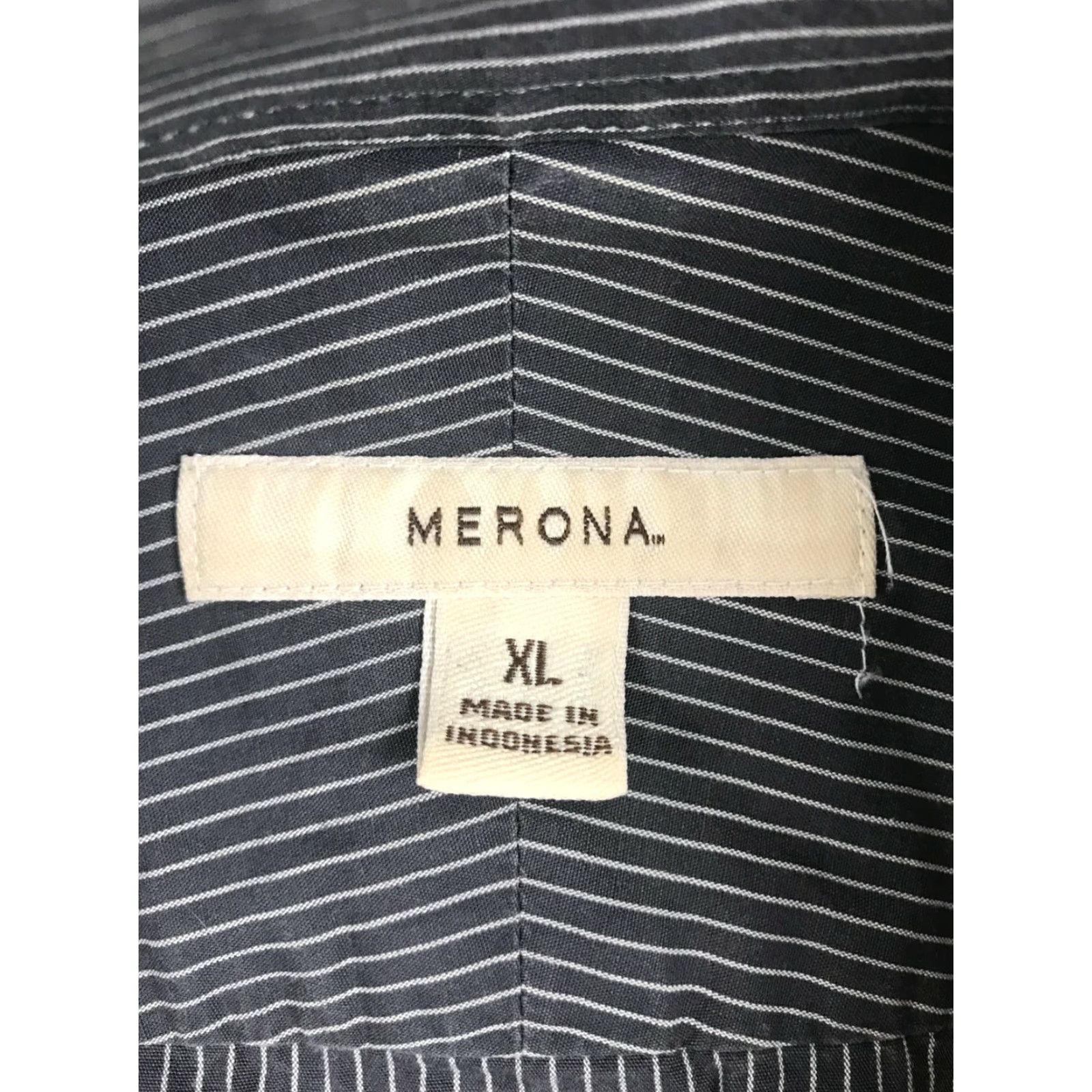 Merona Merona Shirt Men's XL Gray White Striped Button Up Long Sleeve Size US XL / EU 56 / 4 - 3 Thumbnail