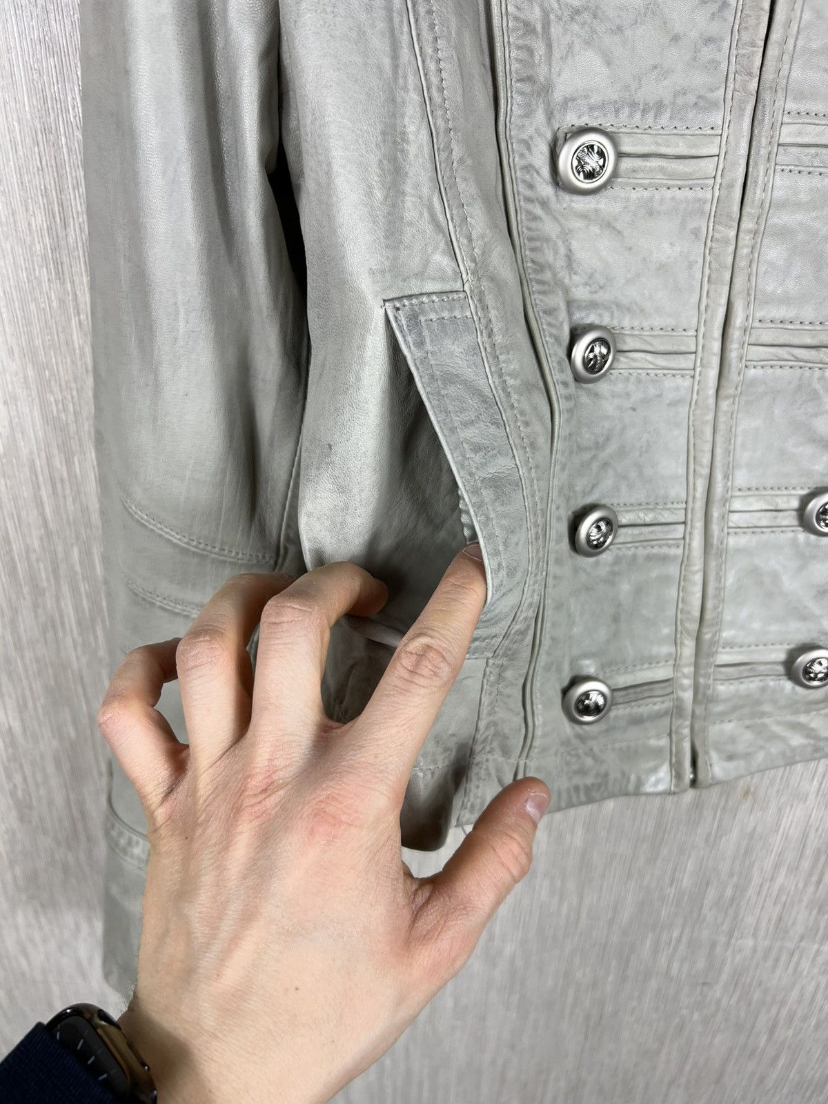 If Six Was Nine Vintage Rock’N Blue napoleon button leather jacket military Size XS / US 0-2 / IT 36-38 - 15 Thumbnail