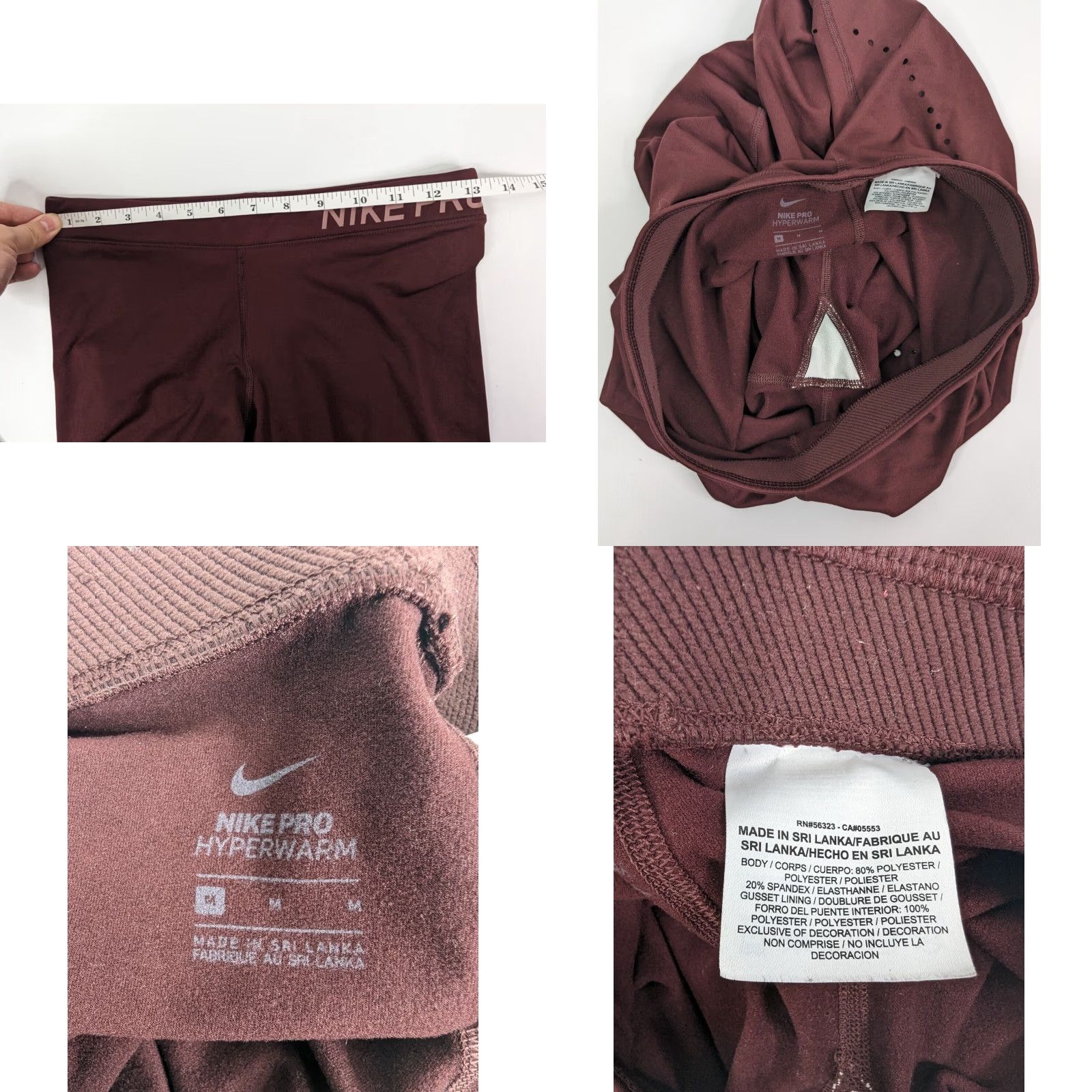 Nike Nike Pro Leggings Womens Medium Tights Sport Red Elastic Compression Athletic Training Activewear Fall Spring Summer Winter Size 32" / US 10 / IT 46 - 8 Thumbnail