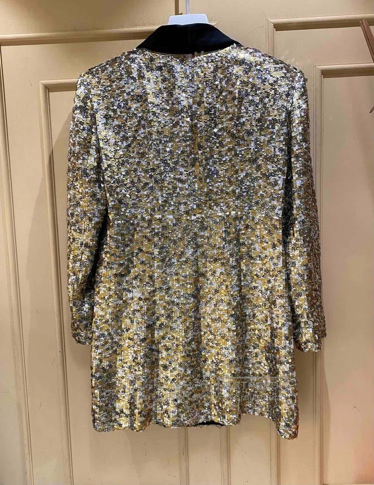Chanel Chanel 17a Metropolitan Gold Sequin Green Collar Double-br Size M / US 6-8 / IT 42-44 - 5 Thumbnail