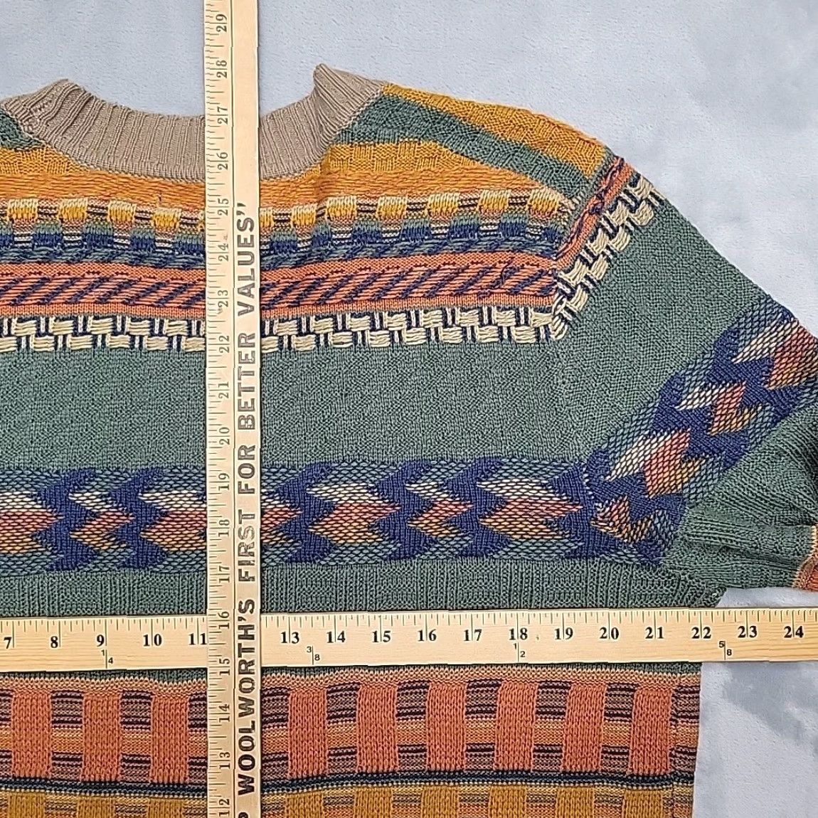 RVCA RVCA Cardigan Sweater Mens Medium Green Geometric 3D Knit Ribbed V-neck Button Size US M / EU 48-50 / 2 - 8 Thumbnail