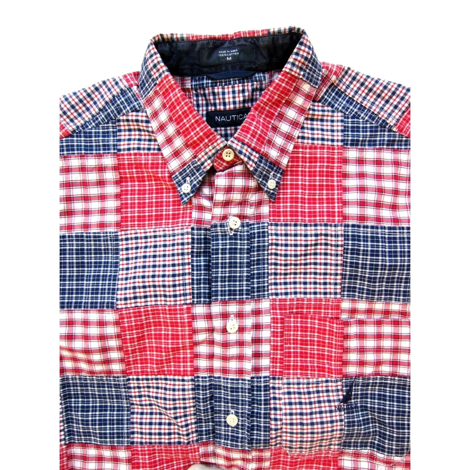 Nautica VINTAGE Nautica Shirt Plaid Short Sleeve Button Up Cotton Red M Mens Size US M / EU 48-50 / 2 - 3 Thumbnail