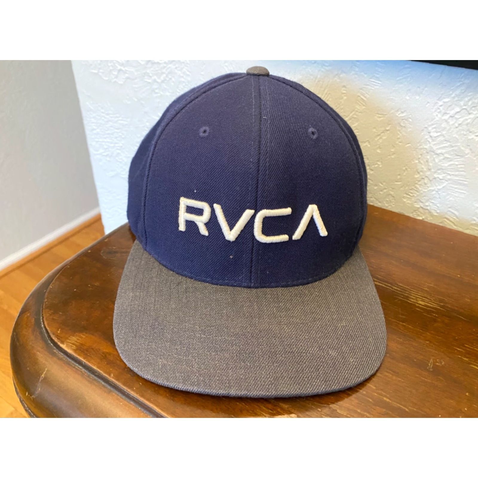 RVCA RVCA Hat Cap Snapback Gray Blue Trucker Adjustable Color Block Embroidered Adult Men Baseball Cap VA RVCA Embroidered Size ONE SIZE - 3 Thumbnail