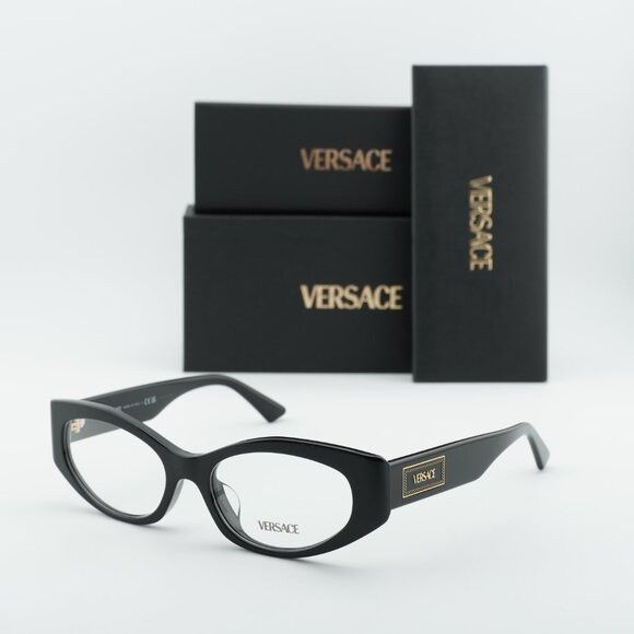 Versace Versace VE3369F GB1 Eyeglasses Black 53mm Oval Frame Size ONE SIZE - 10 Thumbnail