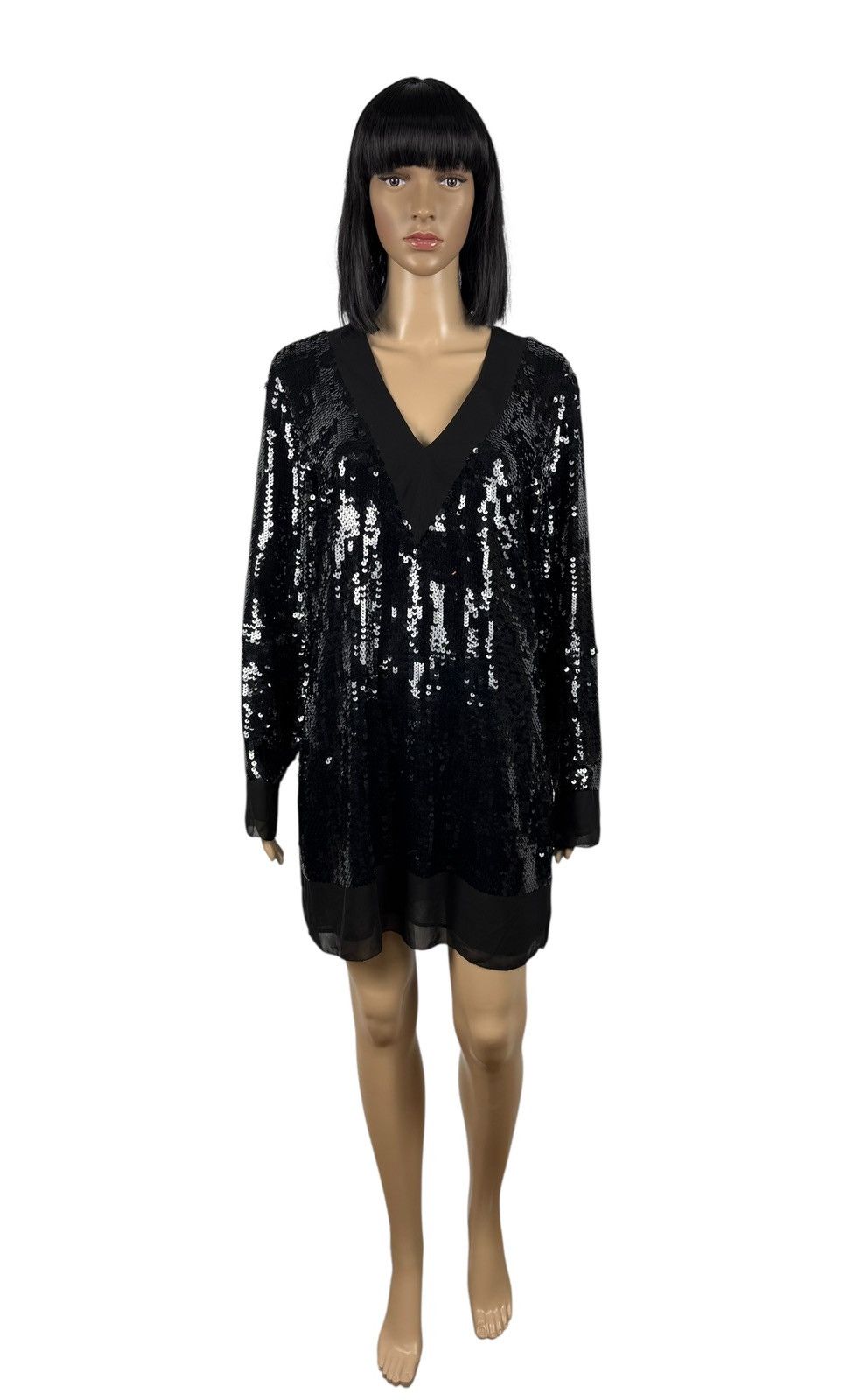 Karl Lagerfeld Karl Lagerfeld Mini Dress Sequins Mesh Decor size M V-Neck Size M / US 6-8 / IT 42-44 - 2 Thumbnail