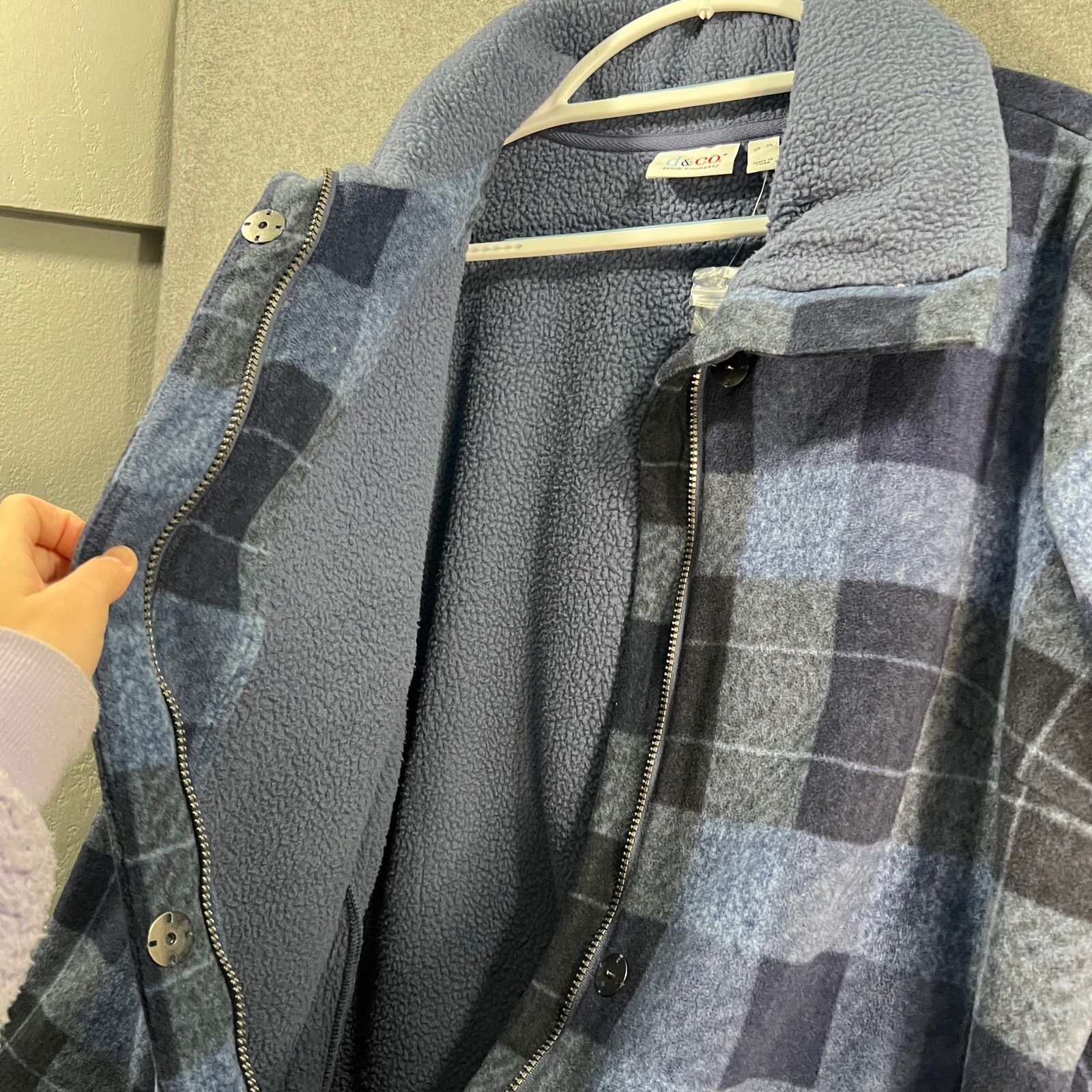 Other Denim & Co. Plaid Print Sherpa Lined Fleece Zip & Snap Size XL / US 12-14 / IT 48-50 - 11 Thumbnail