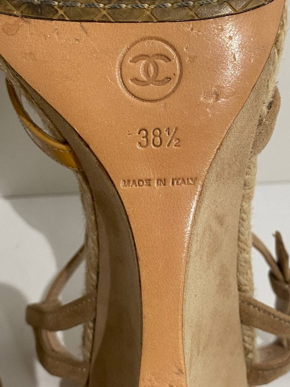 Chanel CHANEL Coco Mark Suede Espadrilles Heel Sandals Mules Shoes Size US 8.5 / IT 38.5 - 10 Thumbnail